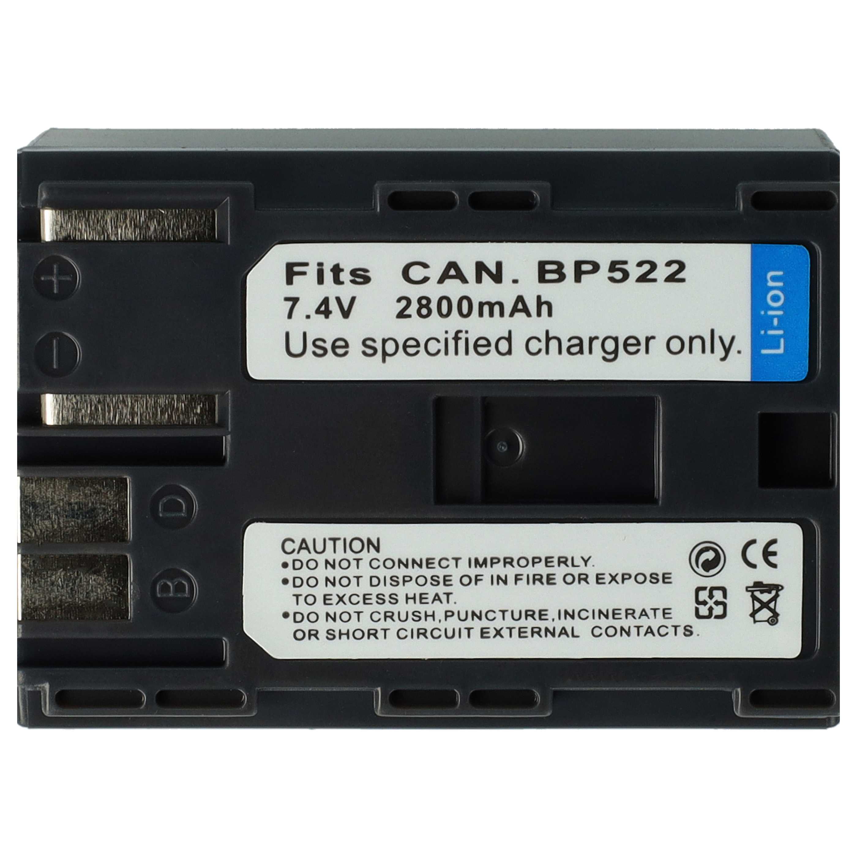 2x Akku für Canon wie BP-522 u.a. 2800mAh