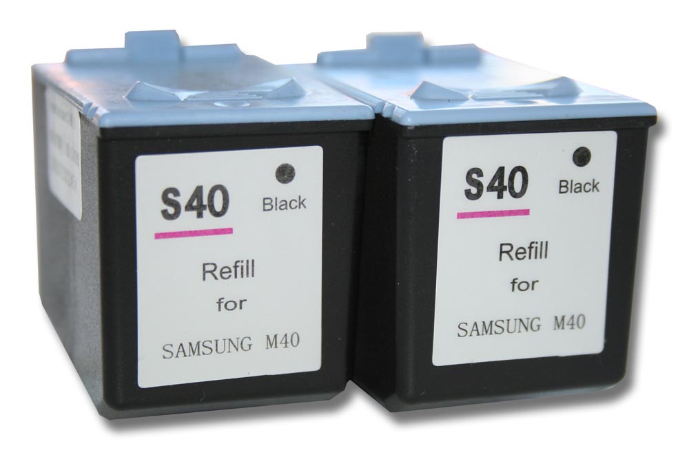Set de 2x cartuchos de tinta reemplaza Samsung INK-M40 para impresora - negro regenerada 18 ml