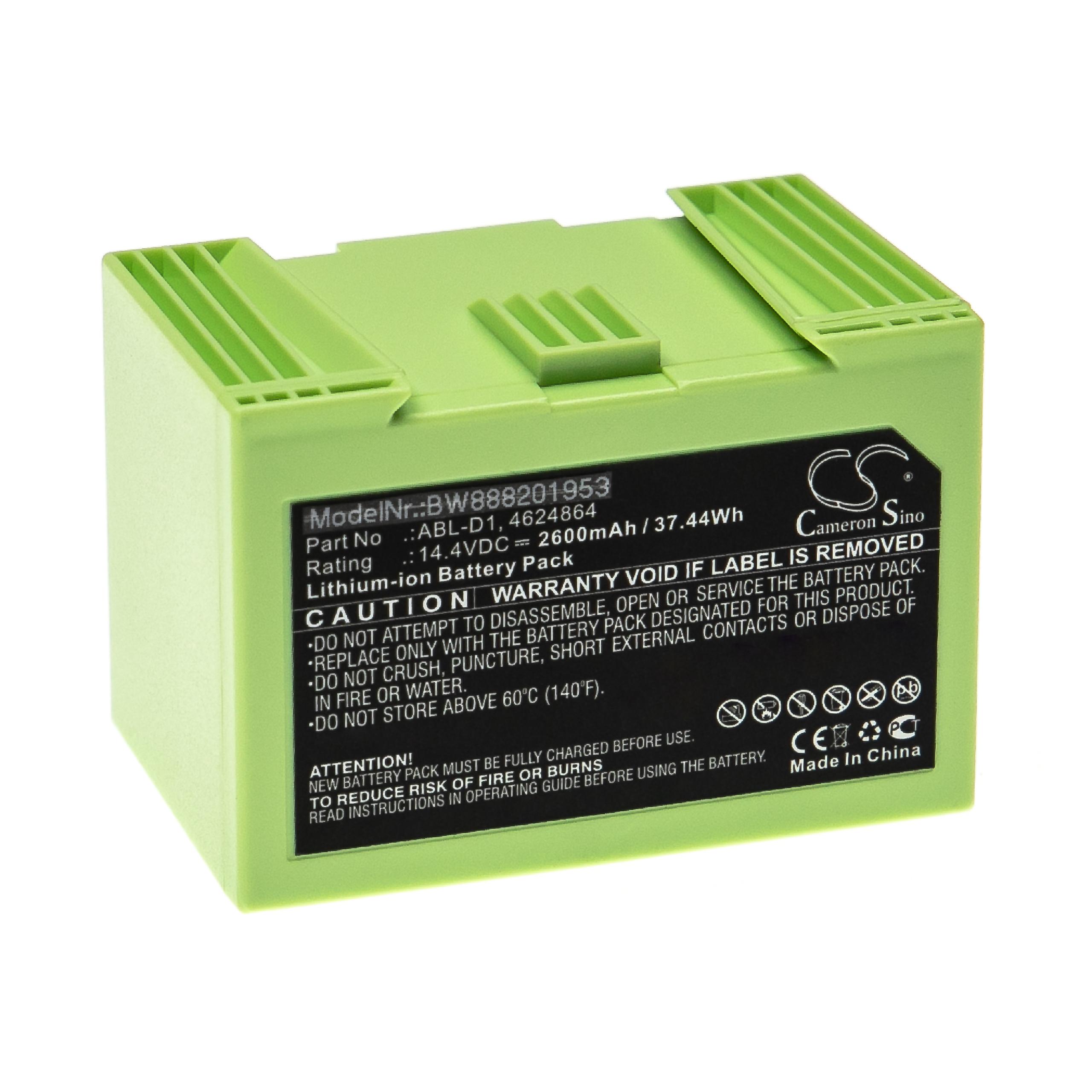 Batterie remplace iRobot ABL-D2, ABL-D1, 4624864 pour robot aspirateur - 2600mAh 14,4V Li-ion