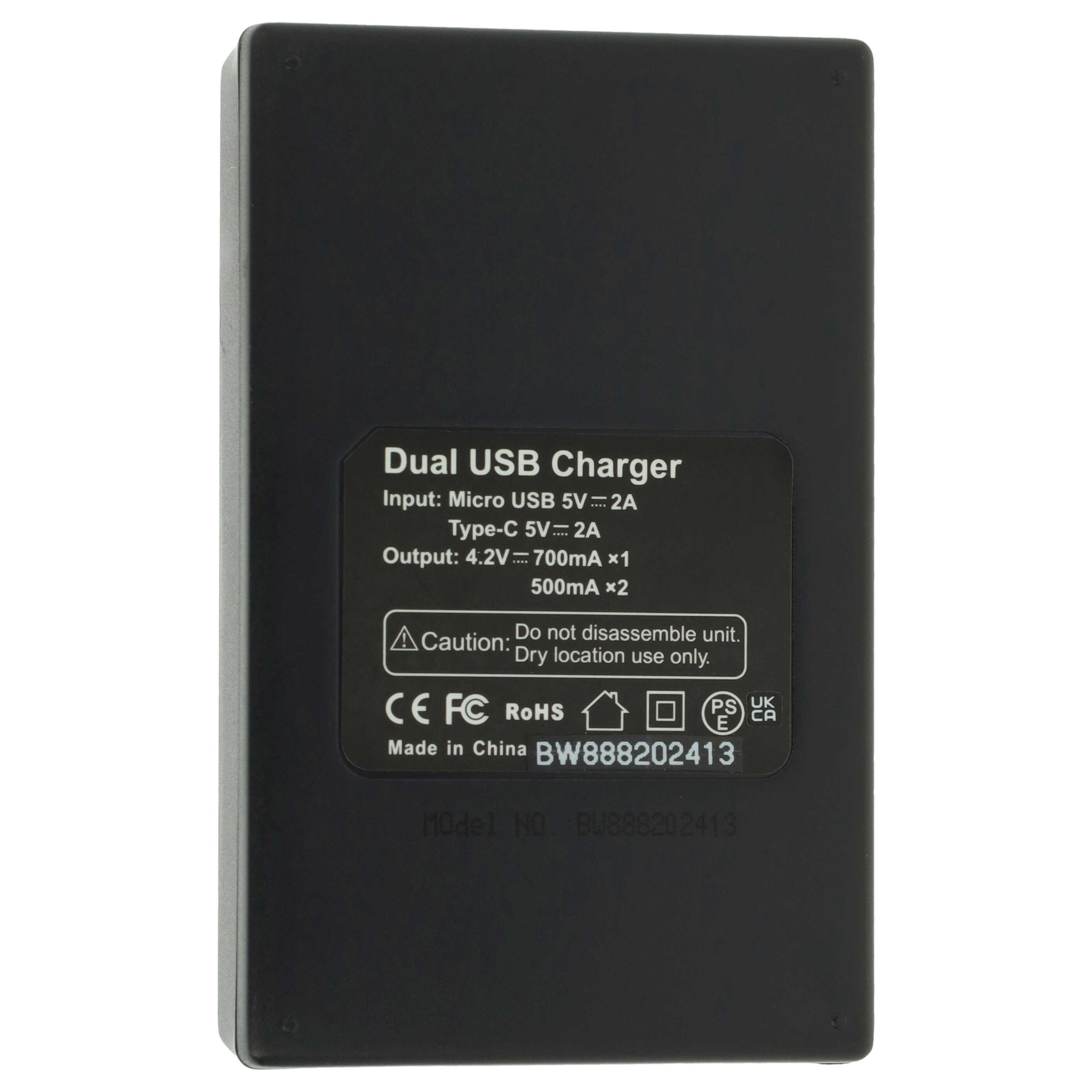 Chargeur Micro-USB + USB-C + câble Micro-USB pour appareil photo Canon PowerShot SX620HS, G7X MARK 2, G7X II, 