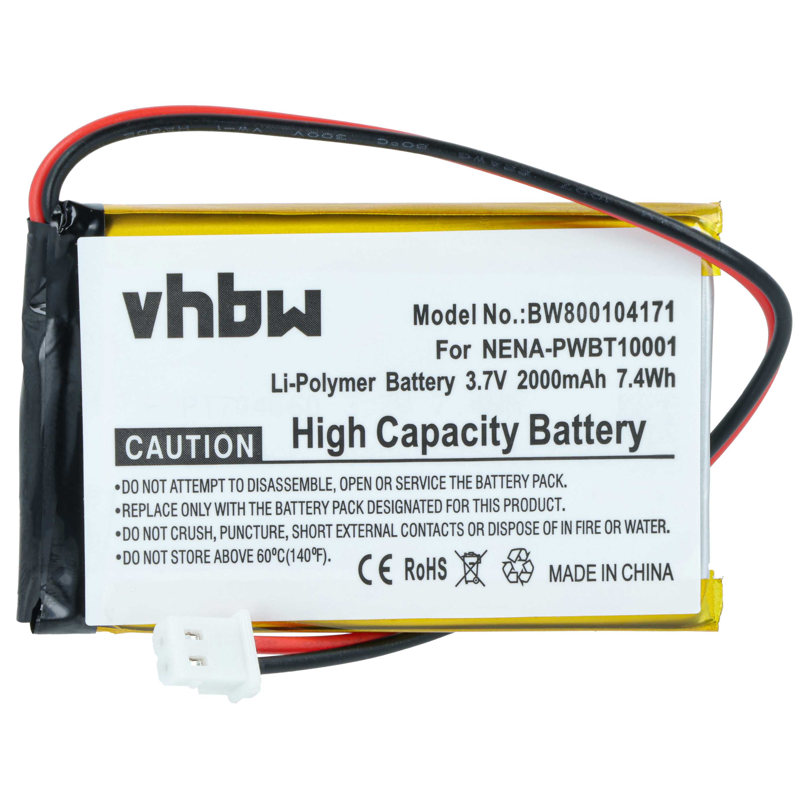 E-Book Battery replaces Nexto NENA-21120, NENA-PWBT10001 - 2000 mAh 3.7 V Li-polymer