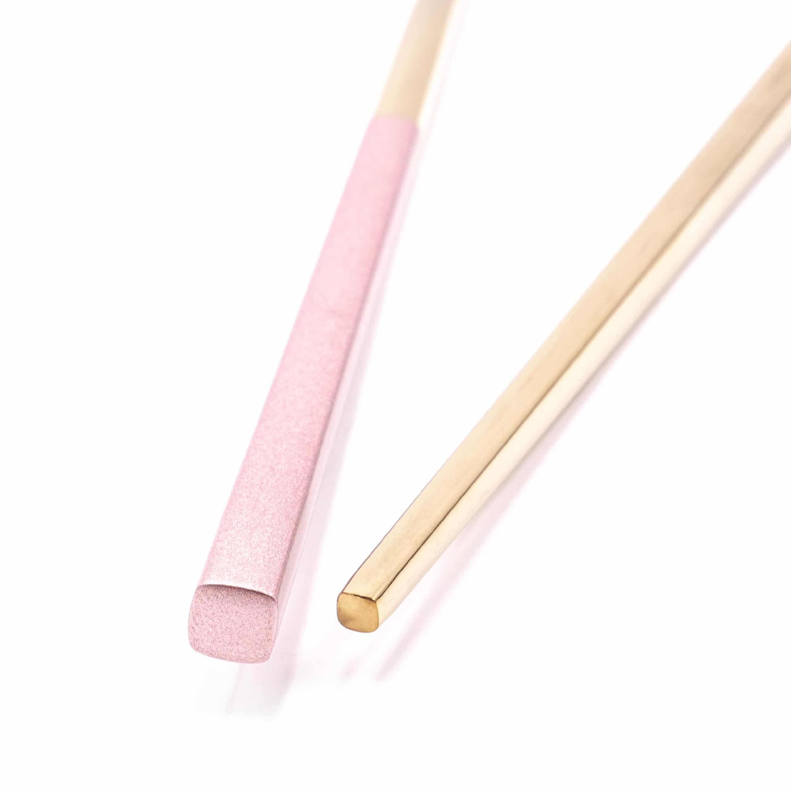 Chopstick Set (1 Pair) - Stainless Steel, gold, pink, 23 cm long, Reusable