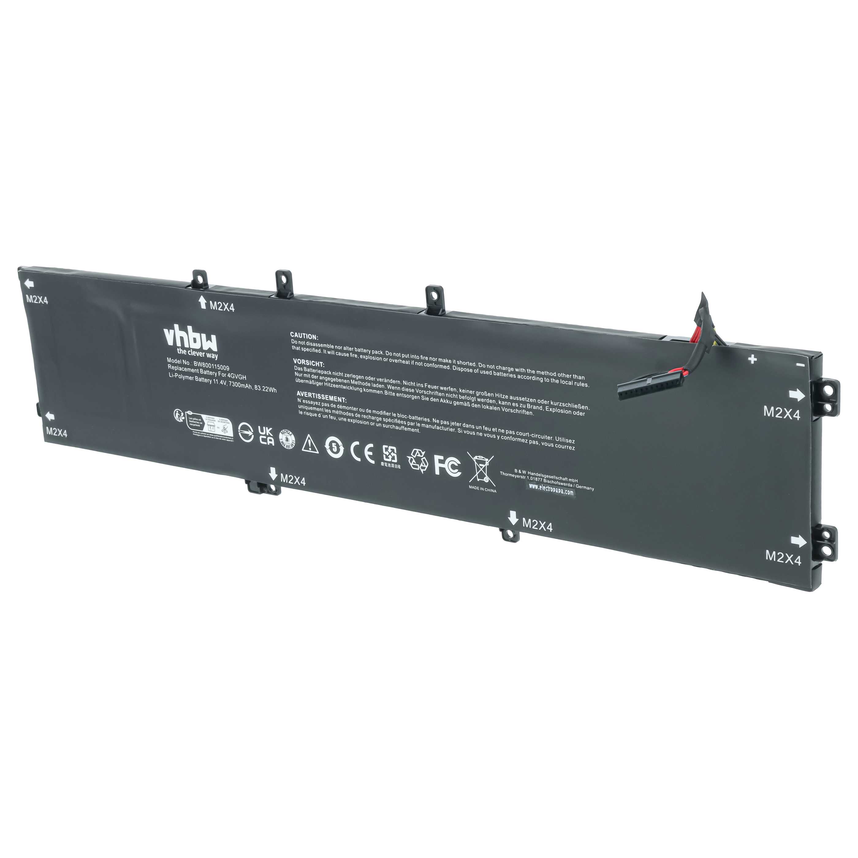 Akumulator do laptopa zamiennik Dell 01P6KD, 62MJV, 1P6KD, 4GVGH, 062MJV - 7300 mAh 11,4 V Li-Ion, czarny