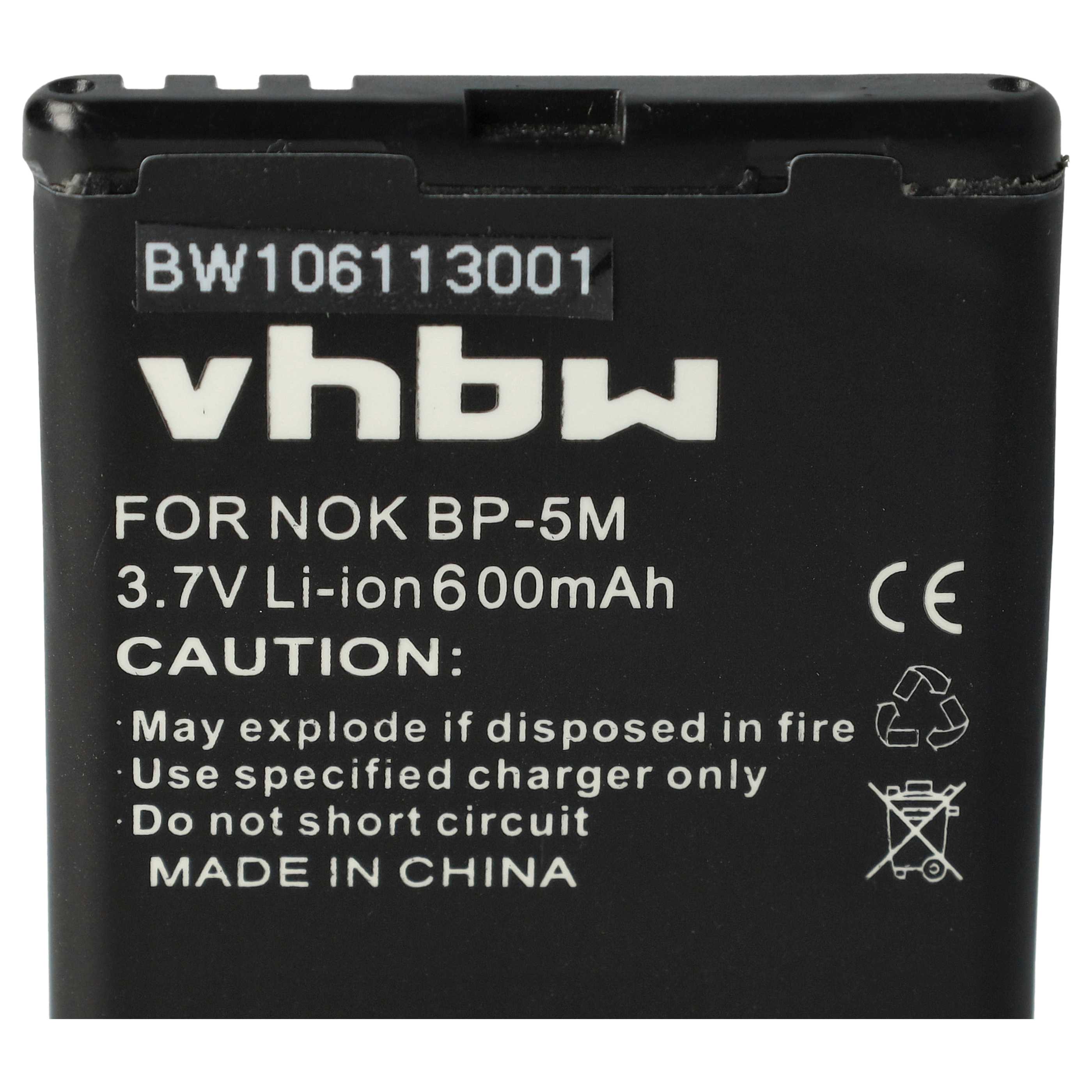 Akumulator do telefonu smartfona zamiennik Nokia BP-5M - 600 mAh 3,7 V Li-Ion