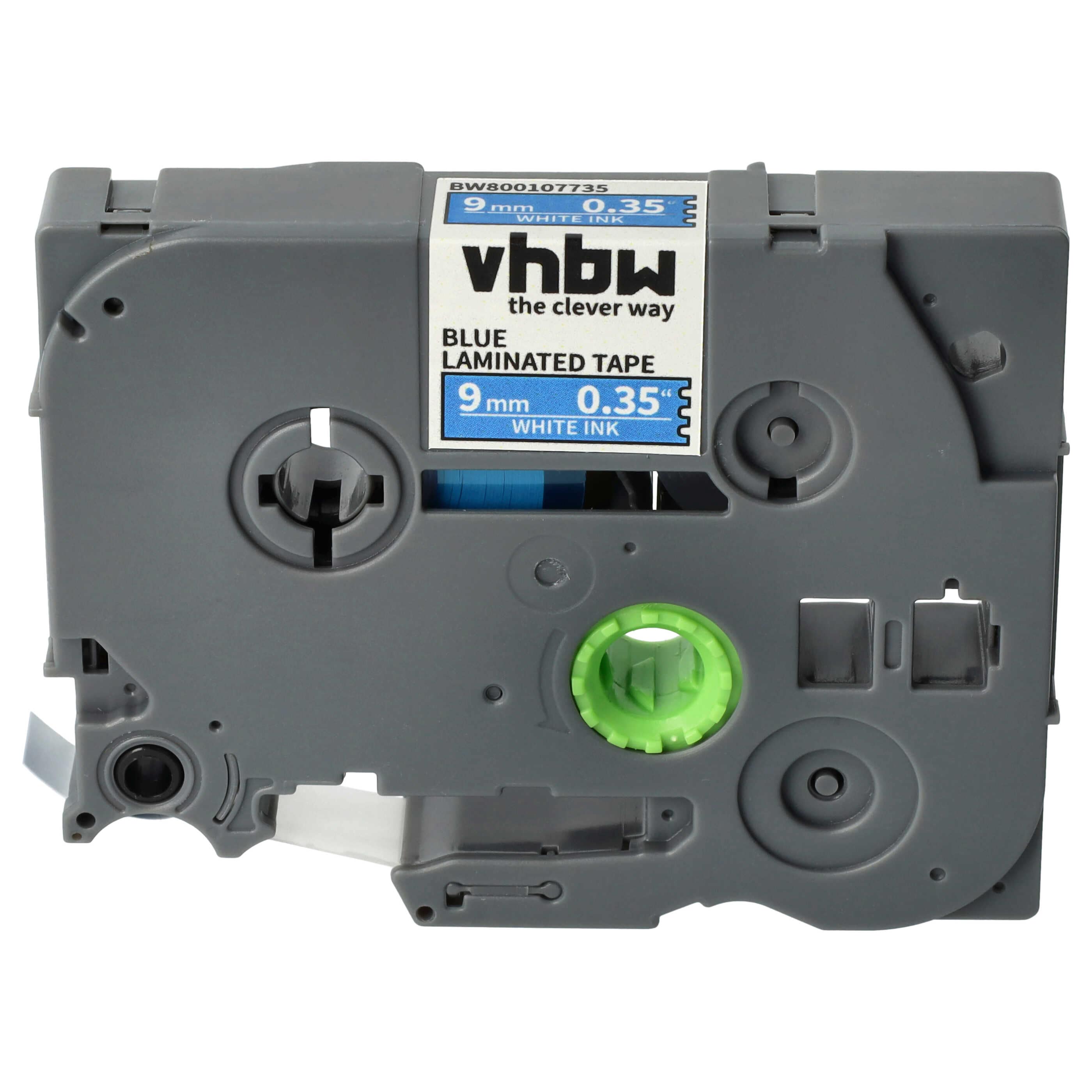 Label Tape as Replacement for Brother TZE-525 - 9 mm White to Blue