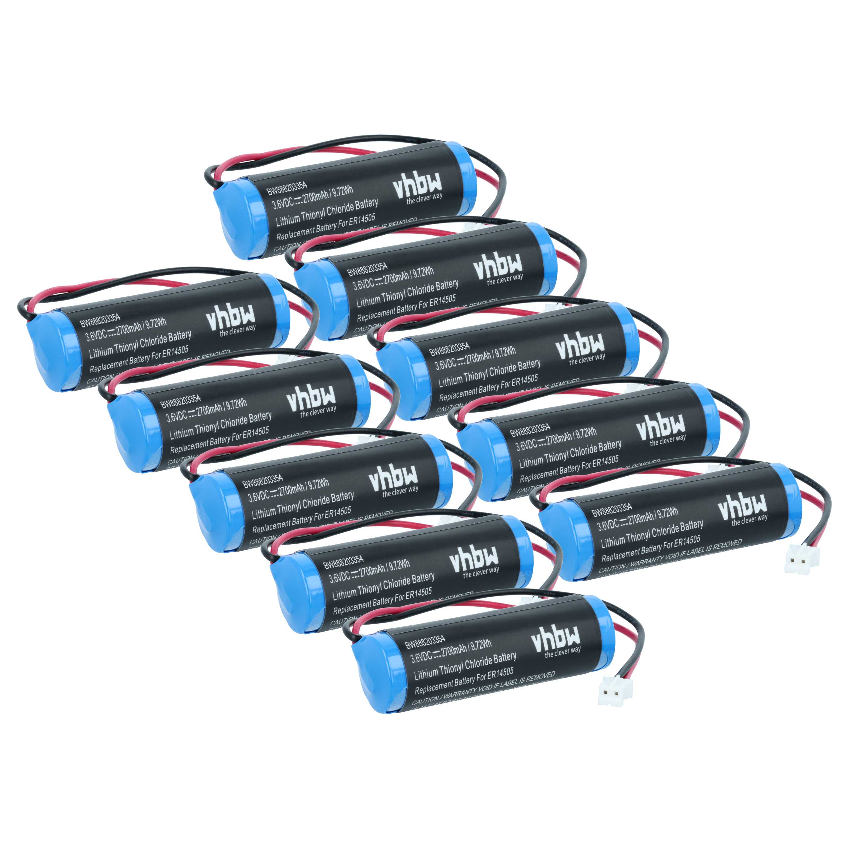 10x Batteria per rilevatore di gas sostituisce Dräger 8326856, 8326186 - 2700mAh 3,6V Li-SOCl2