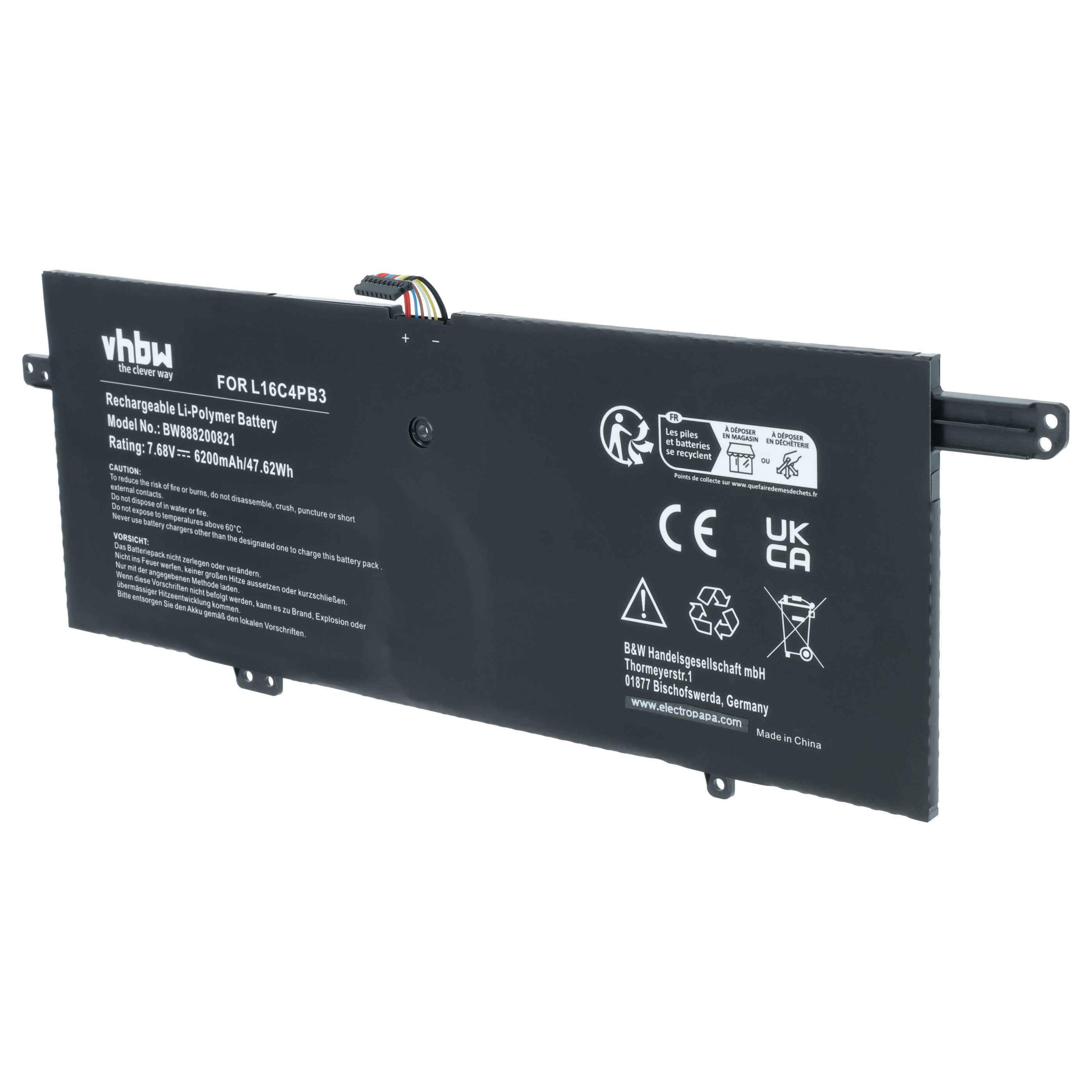 Akumulator do laptopa zamiennik Lenovo L16L4PB3, L16C4PB3, L16M4PB3 - 6200 mAh 7,68 V LiPo, czarny