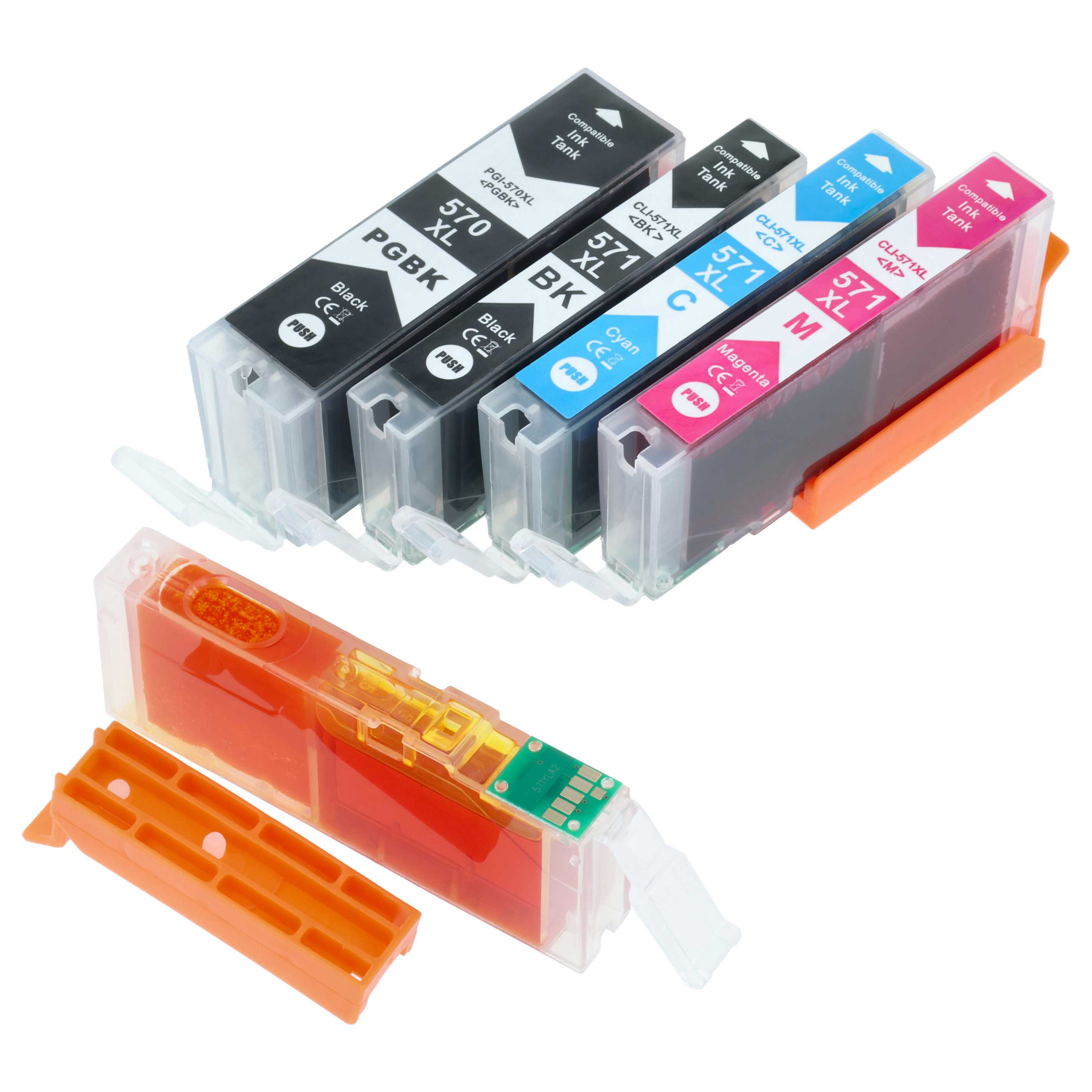 5x Set cartucce di inchiostro sostituisce Canon PGI571, PGI-570, PGI570 per stampante - multicolore 85 ml