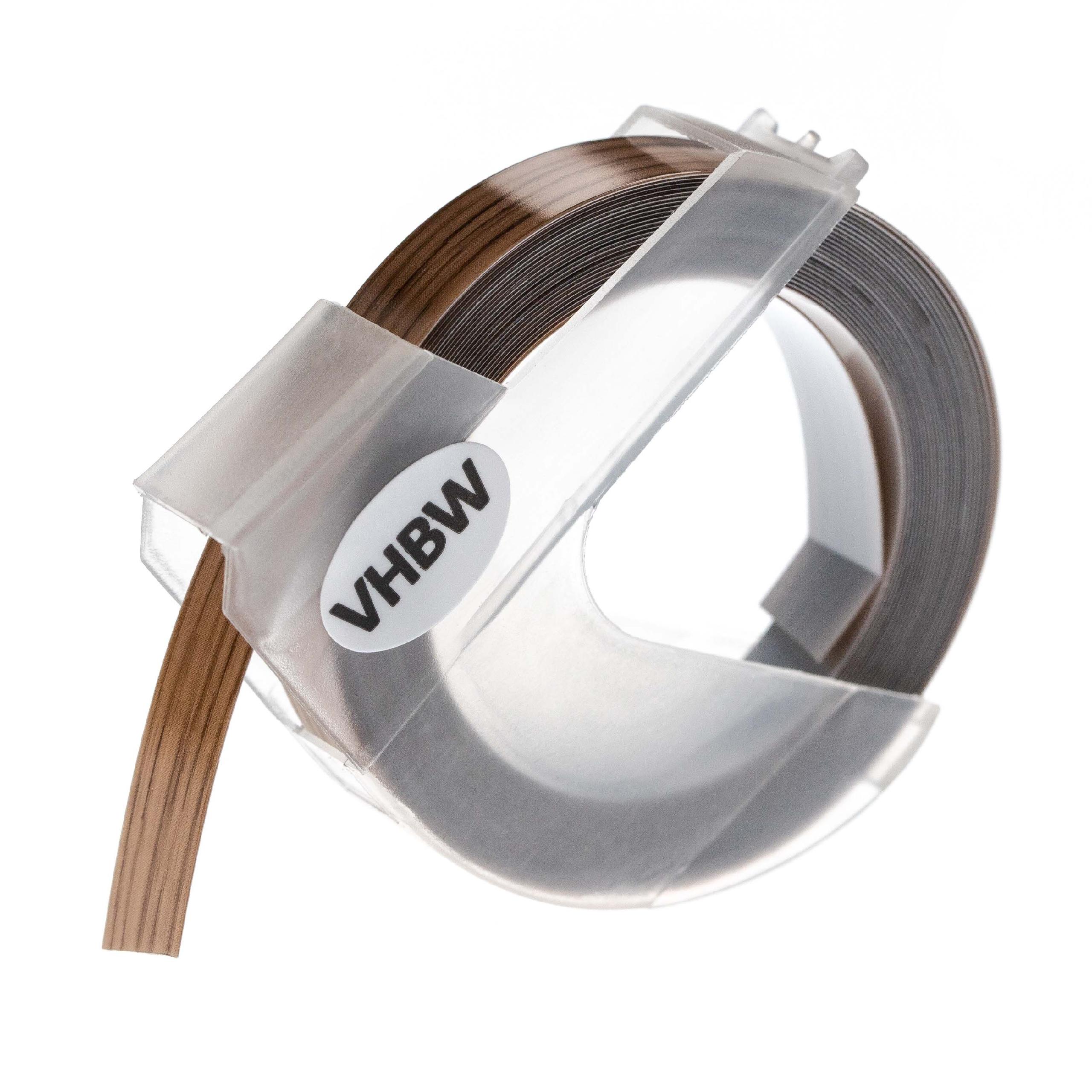 3D Embossing Label Tape as Replacement for Dymo 0898200, S0898200 - 9 mm White to Brown
