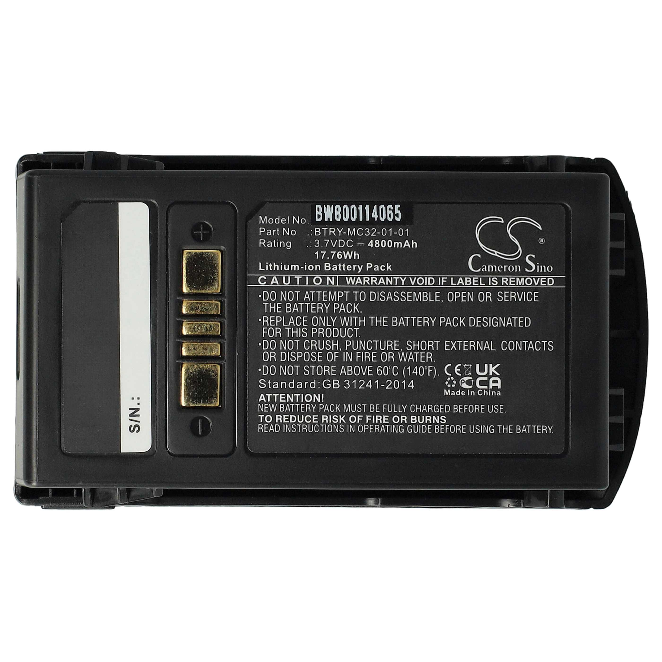 Batteria per lettore di codici a barre, POS sostituisce Motorola BTRY-MC32-01-01 - 4800mAh, 3,7V Li-Ion