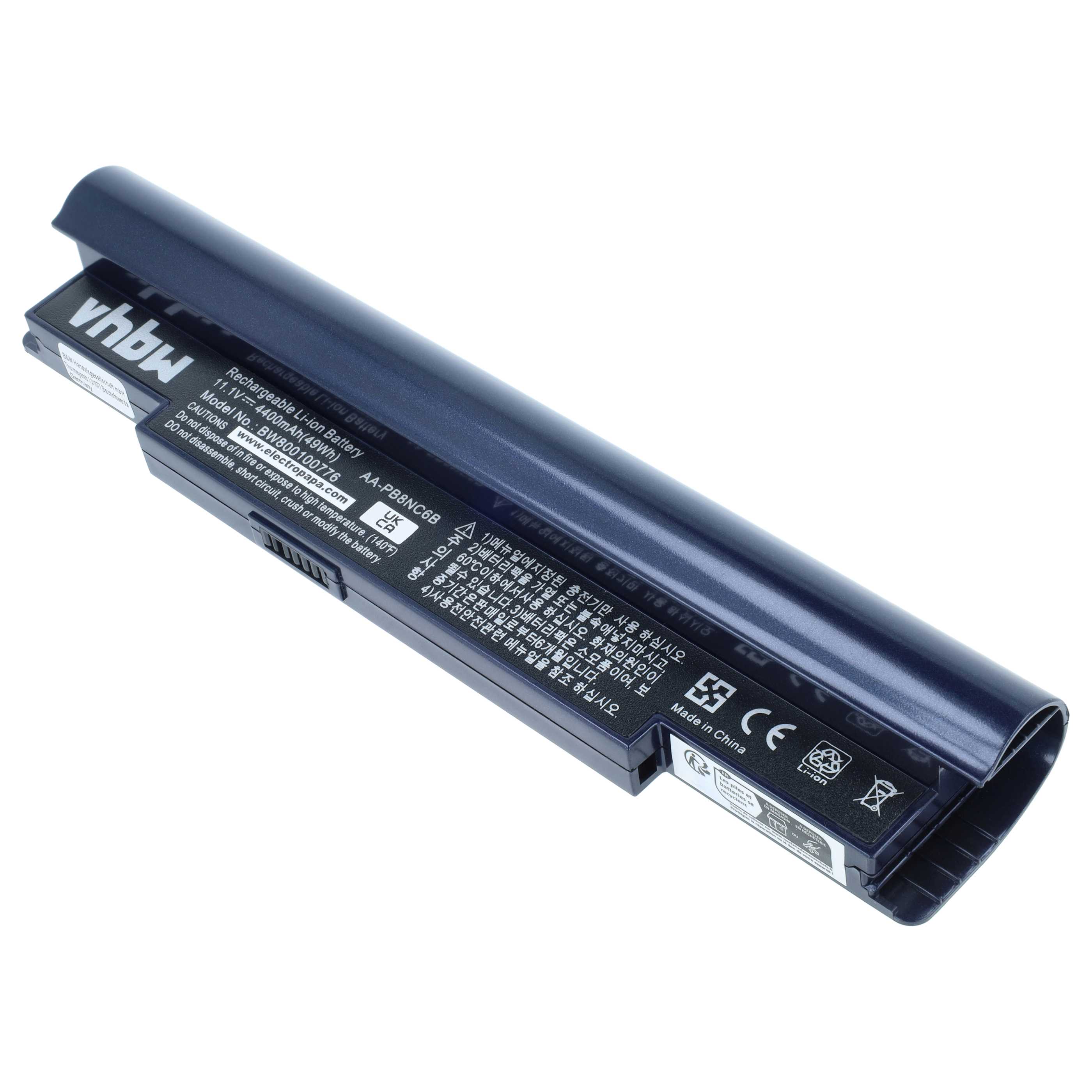 Notebook-Akku als Ersatz für Samsung AA-PB8NC6B, AA-PB8NC6M für Samsung - 4400mAh 11,1V Li-Ion, blau