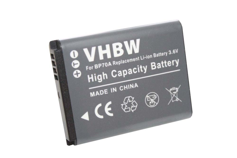 Batterie remplace Samsung BP70a, BP-70a, SLB-70A, EA-BP70A pour appareil photo - 500mAh 3,6V Li-ion