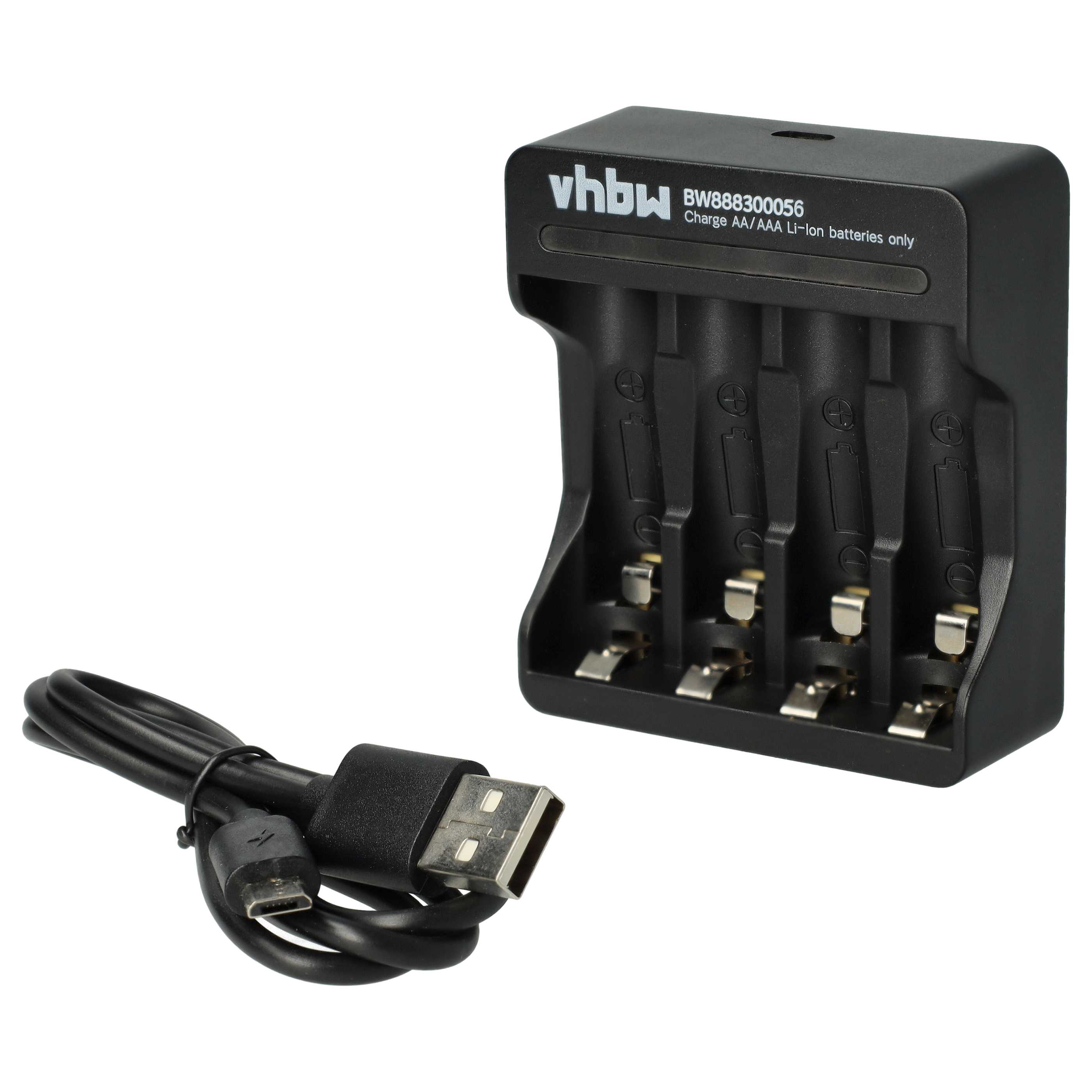 Chargeur micro-USB 4 socles pour batterie, cellule AA, AAA Li-ion 