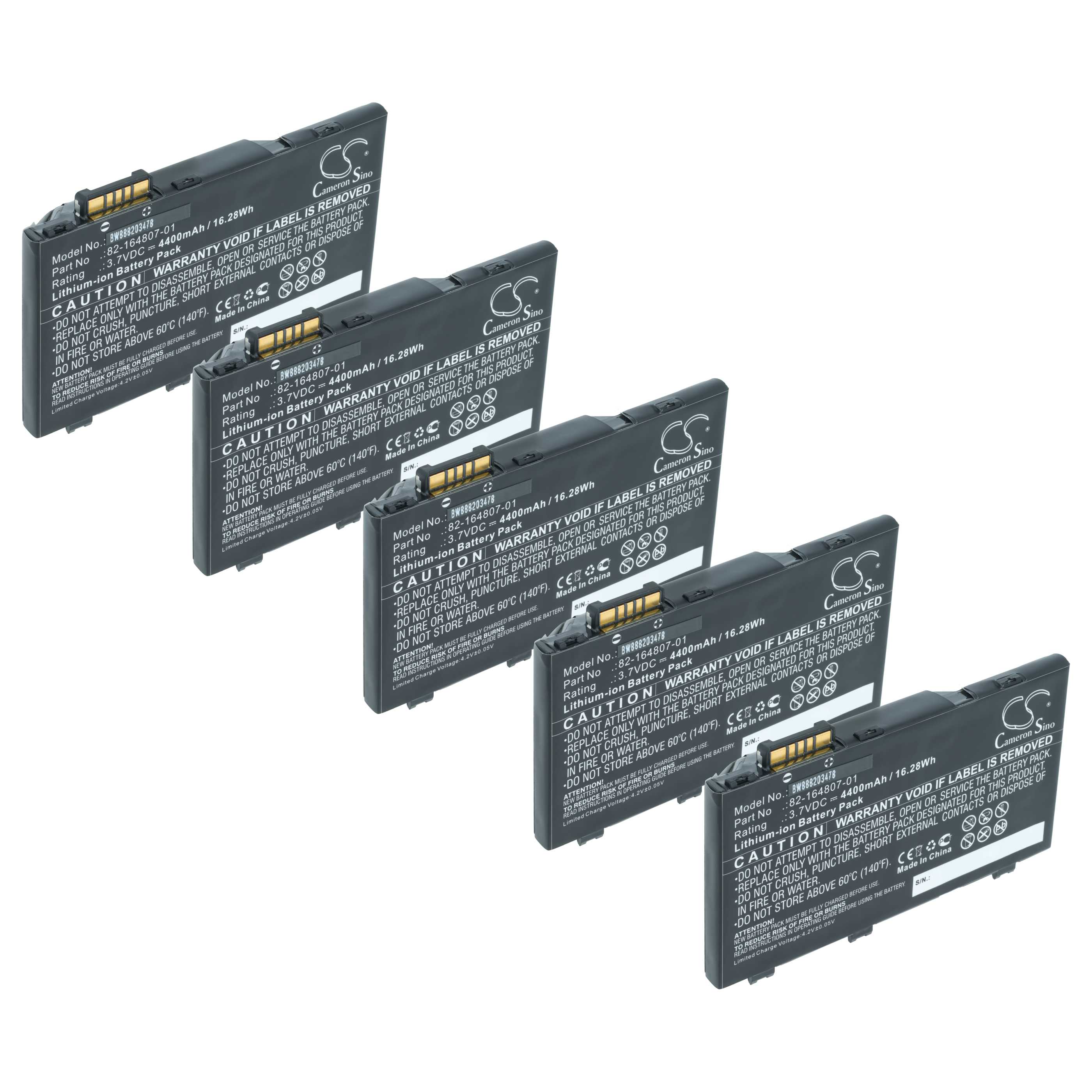 5x Batería reemplaza Motorola 82-164807-01, 82-164801-02 para computadora móvil (4400 mAh, 3,7 V, Li-Ion)