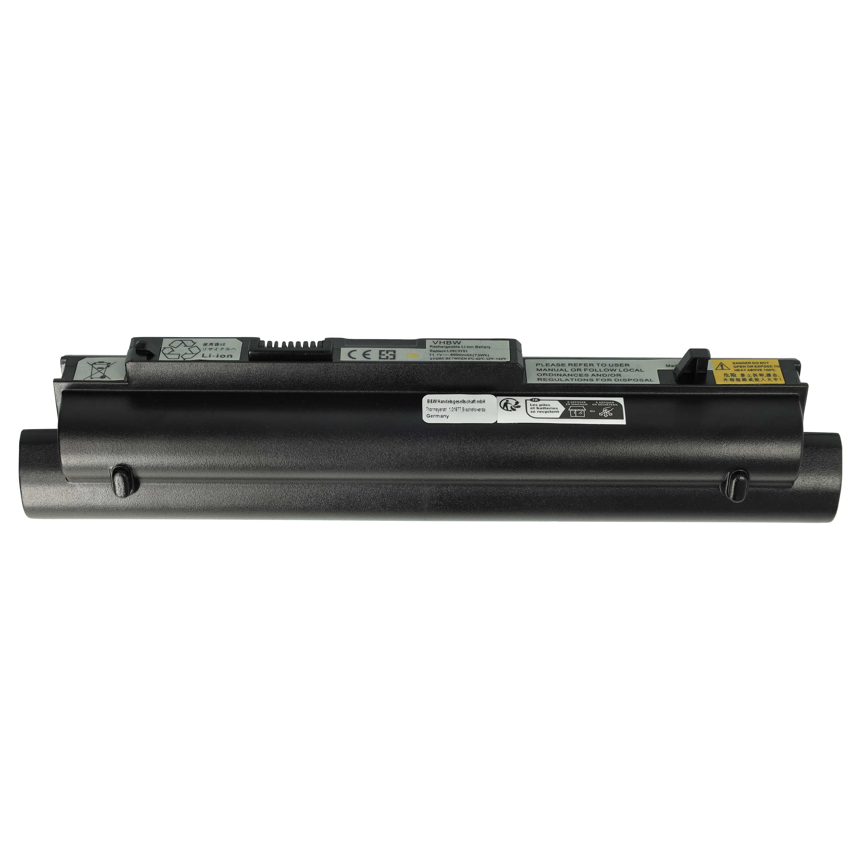Notebook Battery Replacement for Lenovo 55Y9382, 55Y9383, 57Y6275, 57Y6273 - 6600mAh 11.1V Li-Ion, black