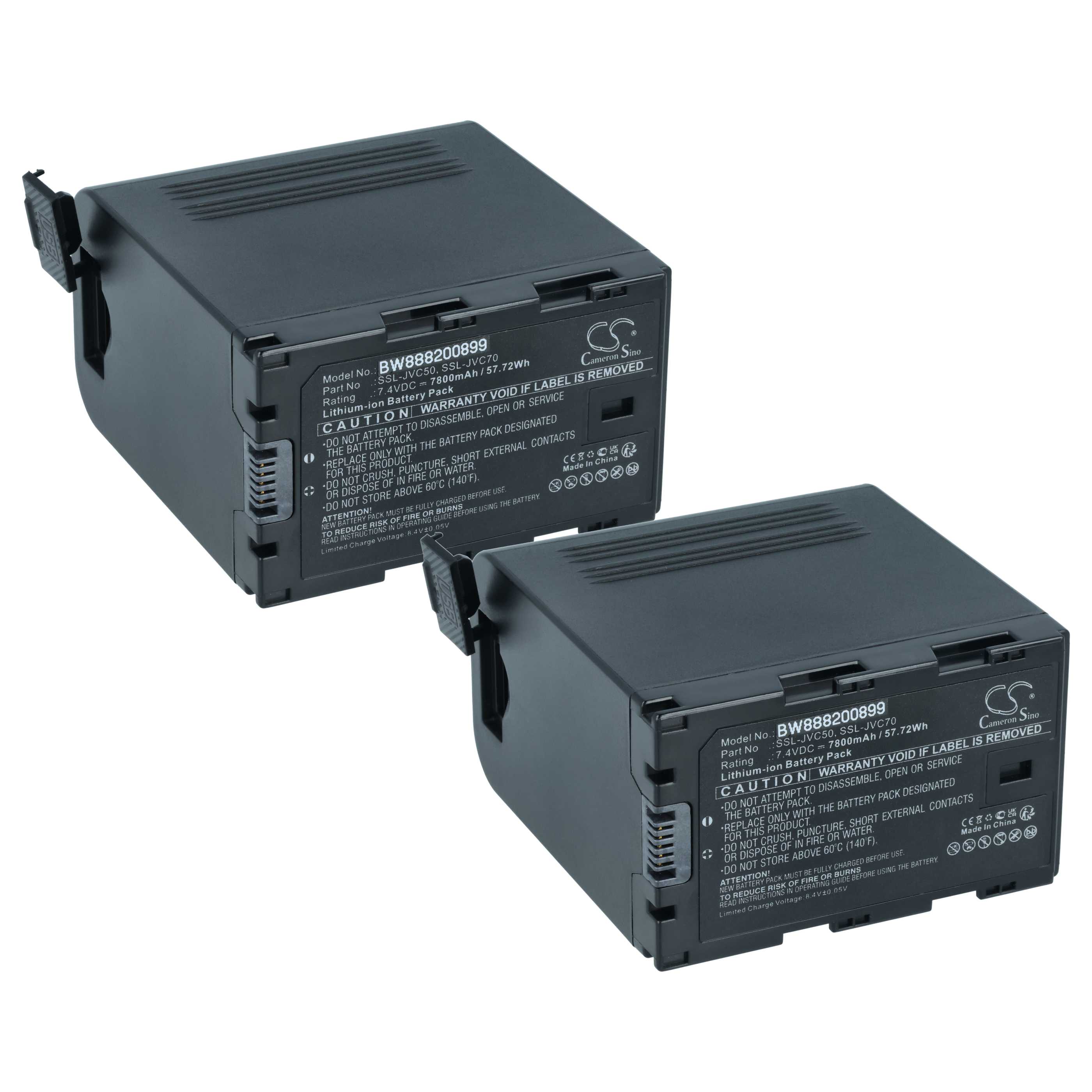 Videokamera-Akku (2 Stück) als Ersatz für JVC SSL-50, SSL-70 für JVC - 7800mAh 7,4V Li-Ion mit USB