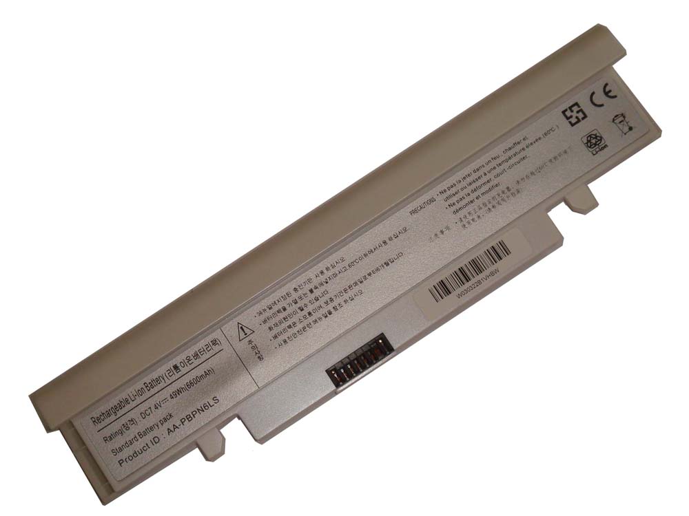 Batteria sostituisce Samsung AA-PBPN6LS, AA-PBPN6LB per notebook Samsung - 6600mAh 7,4V Li-Ion bianco