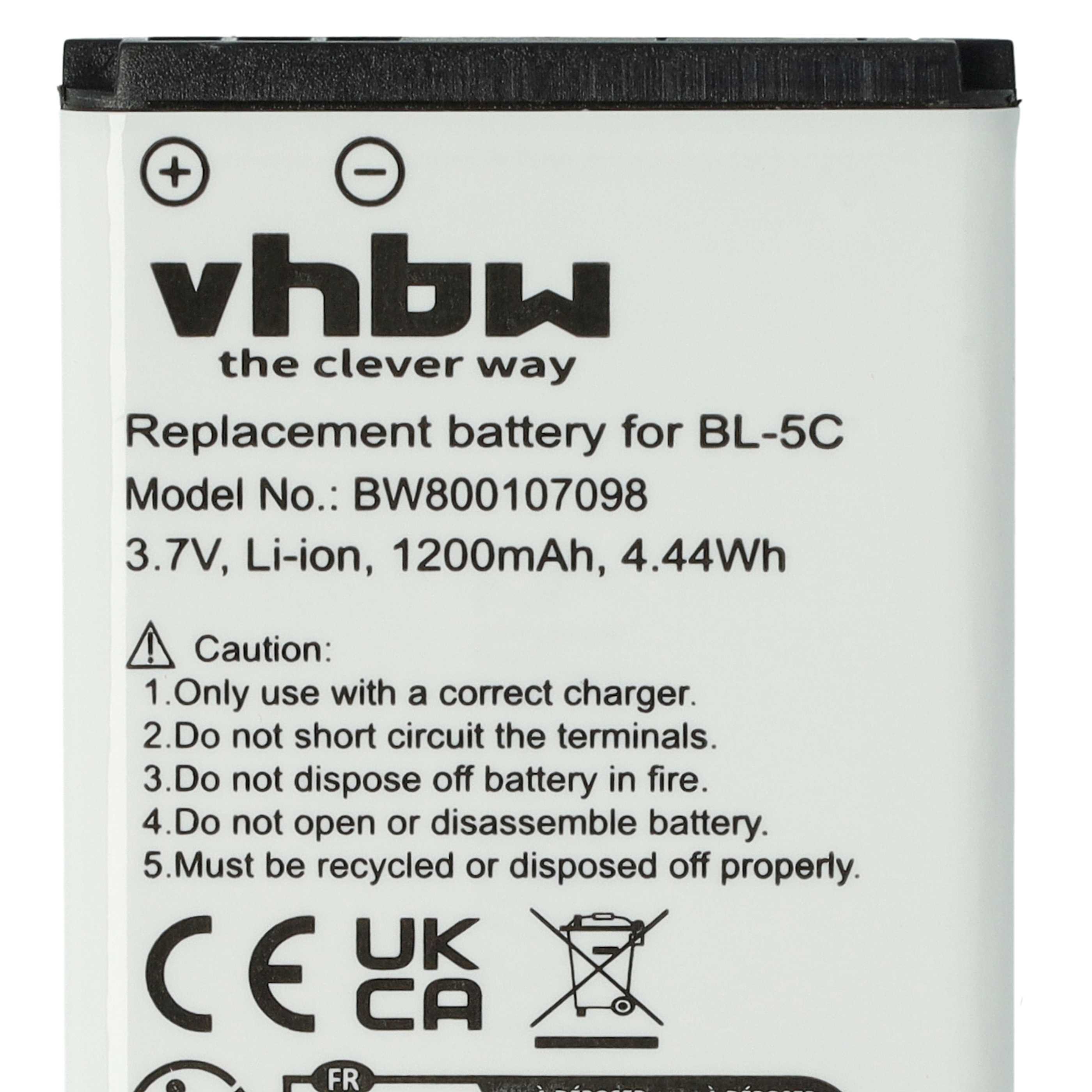 5x Akumulator bateria do telefonu smartfona zam. Alcatel 3BN67332AA, 10000058 - 1200mAh, 3,7V, Li-Ion