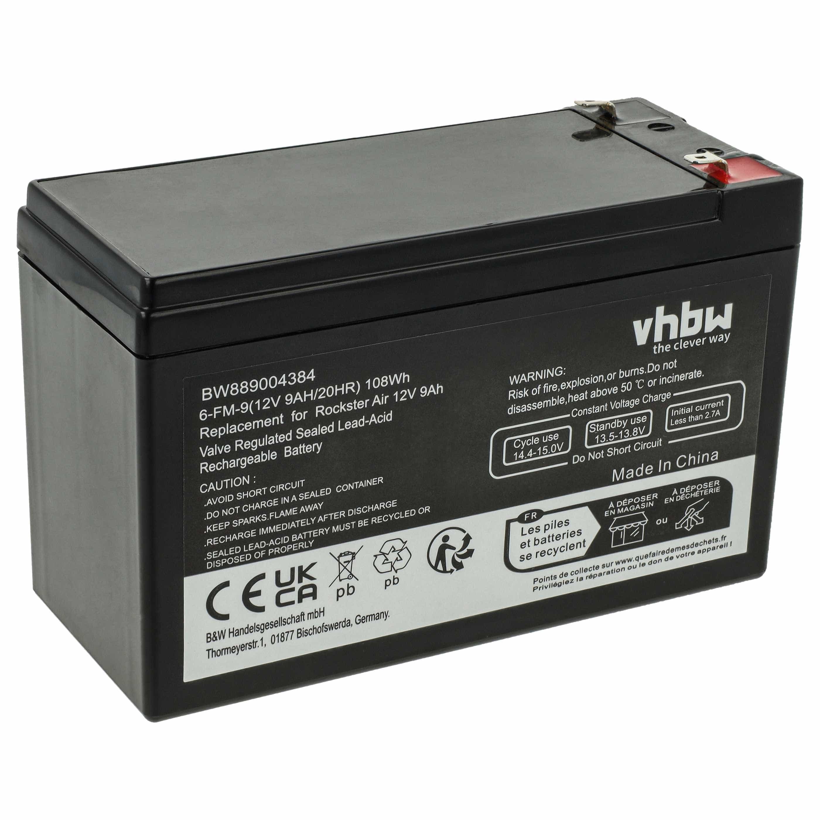 Batería reemplaza Panasonic UP-VW1245P1, UP-RW1245P1 para (9000 mAh, 12 V, AGM)