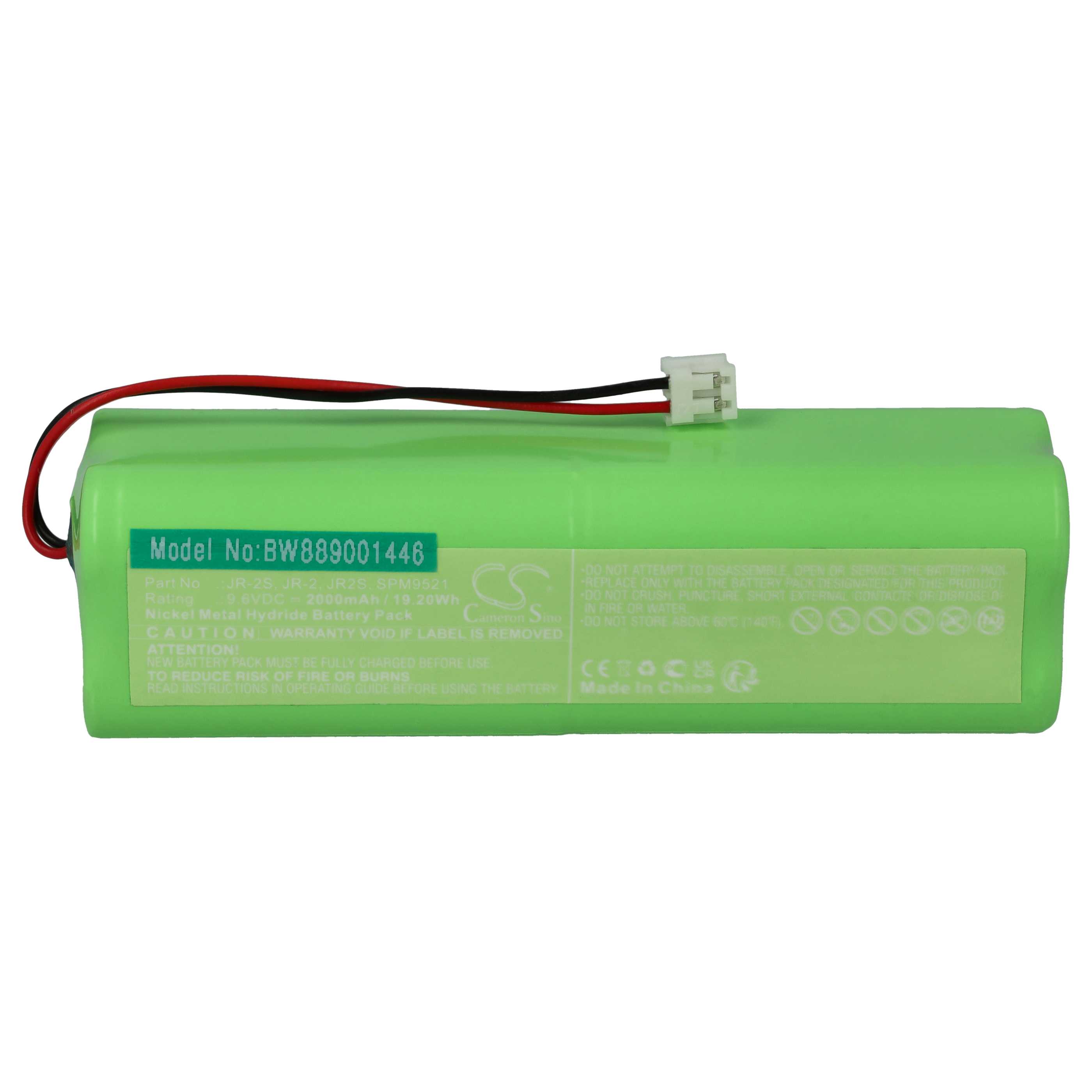 2 Batteries remplace Spektrum JR-2, JR-2S, JR-A, JR2, JR2S pour manette de drone Spektrum - 2000mAh 9,6V NiMH