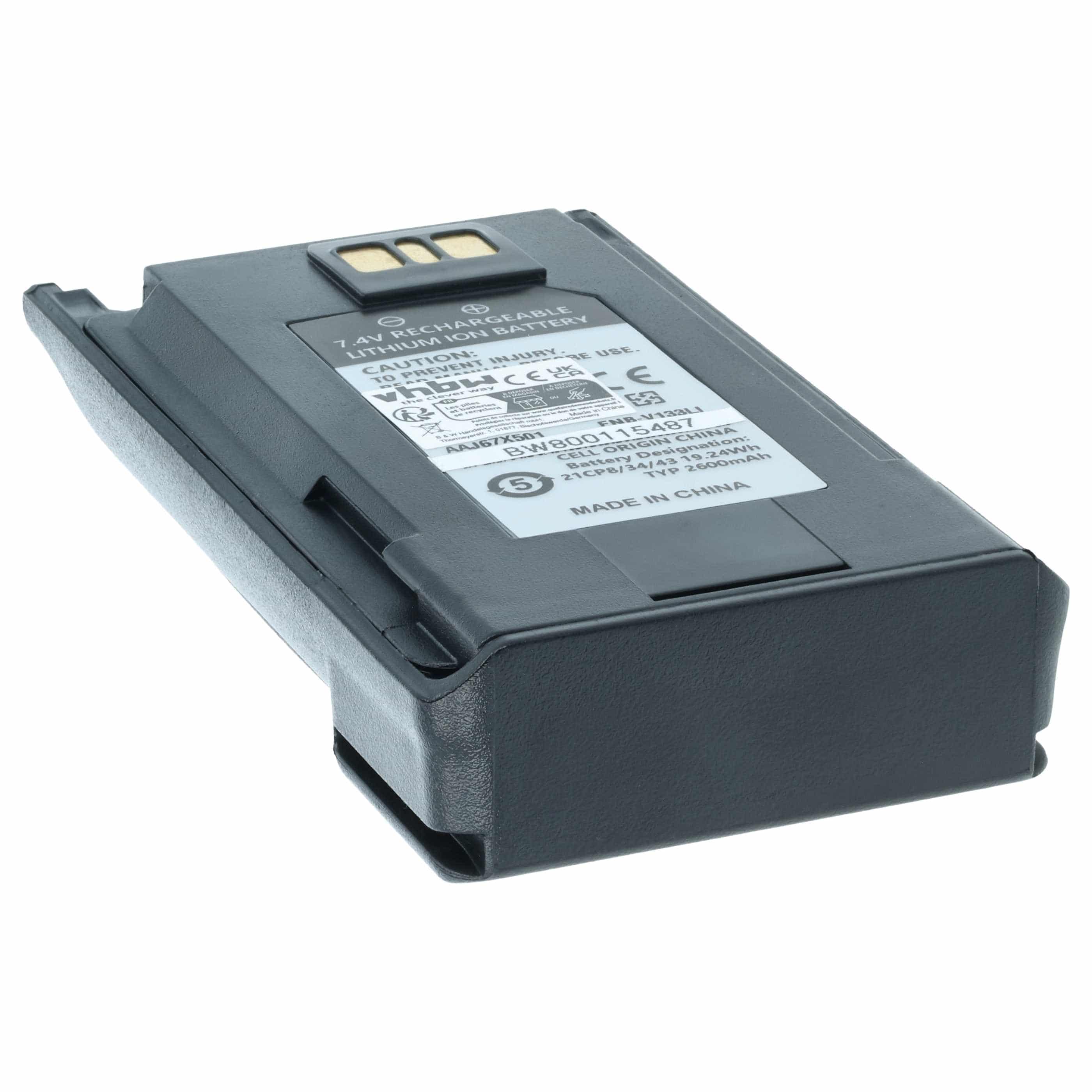 Radio 2x Battery replaces Motorola AAJ67X001 - 2600 mAh 7.4 V Li-Ion + Belt Clip