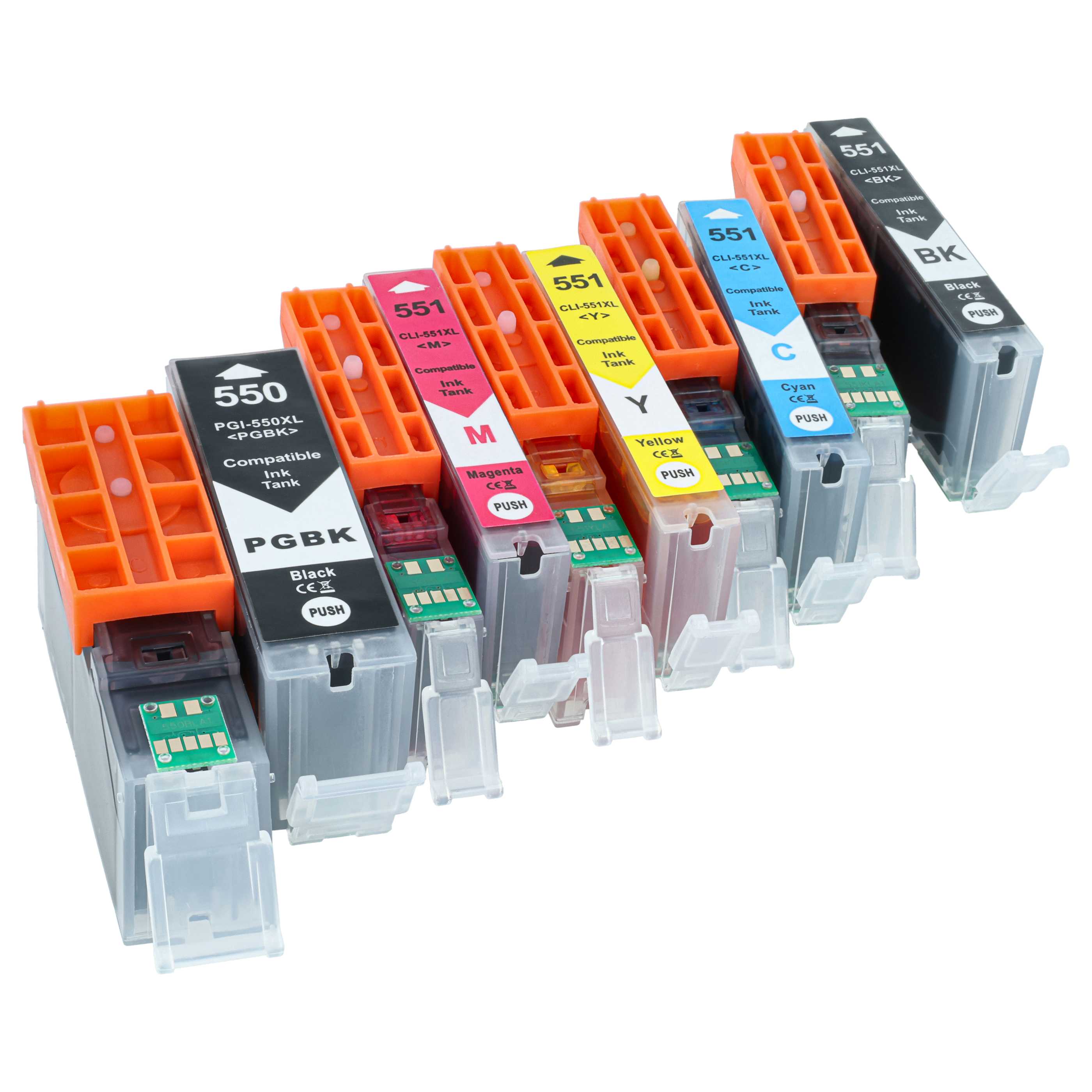 10x Ink Cartridges replaces Canon CLI-551C, CLI-551BK, CLI-551M IP8750 Printer - B/C/M/Y + photo black