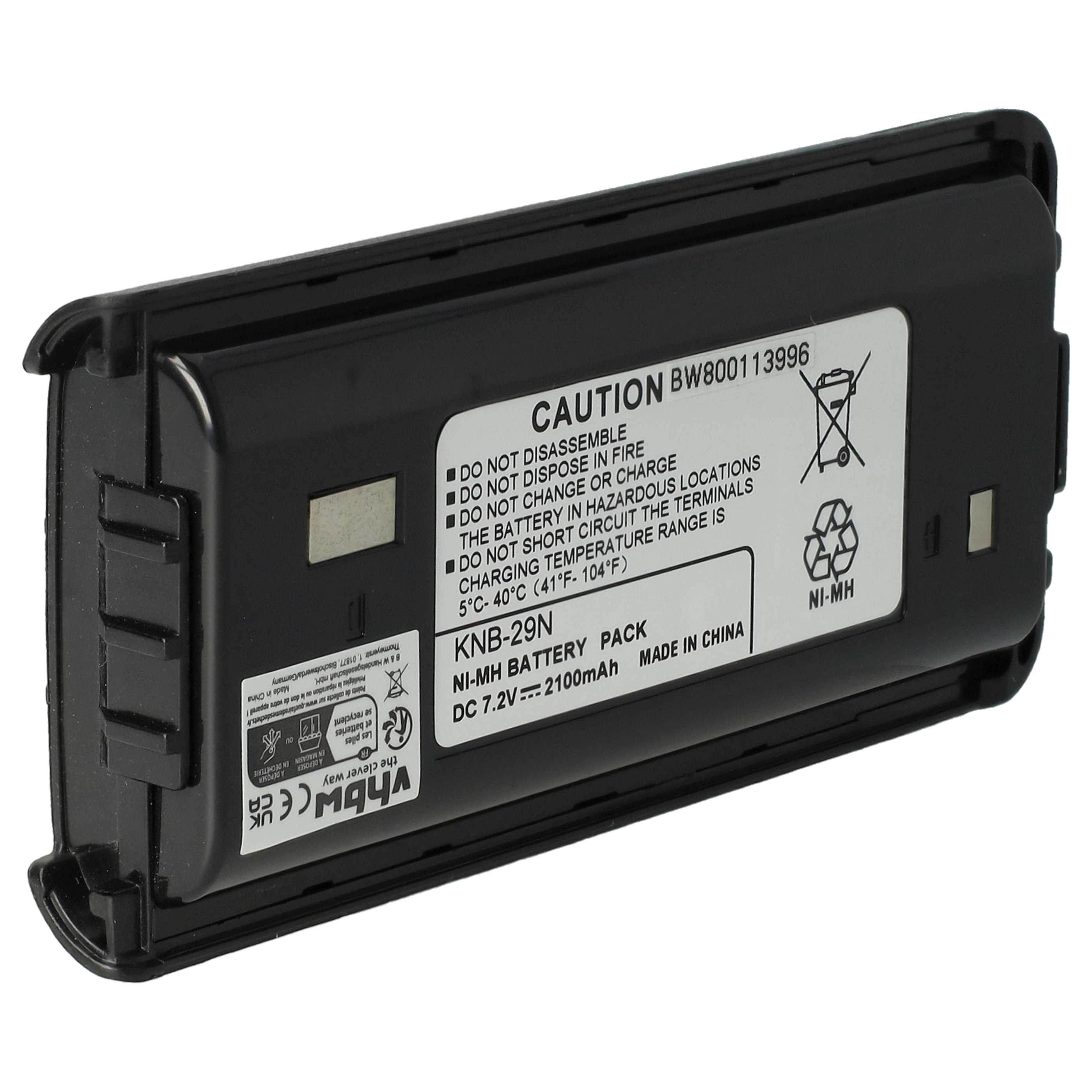 Radio Battery replaces Kenwood KNB-29A, KNB-29, BPKNB45LI, BPKNB29MHXT-1, BPKNB29MH - 2100 mAh 7.2 V NiMH