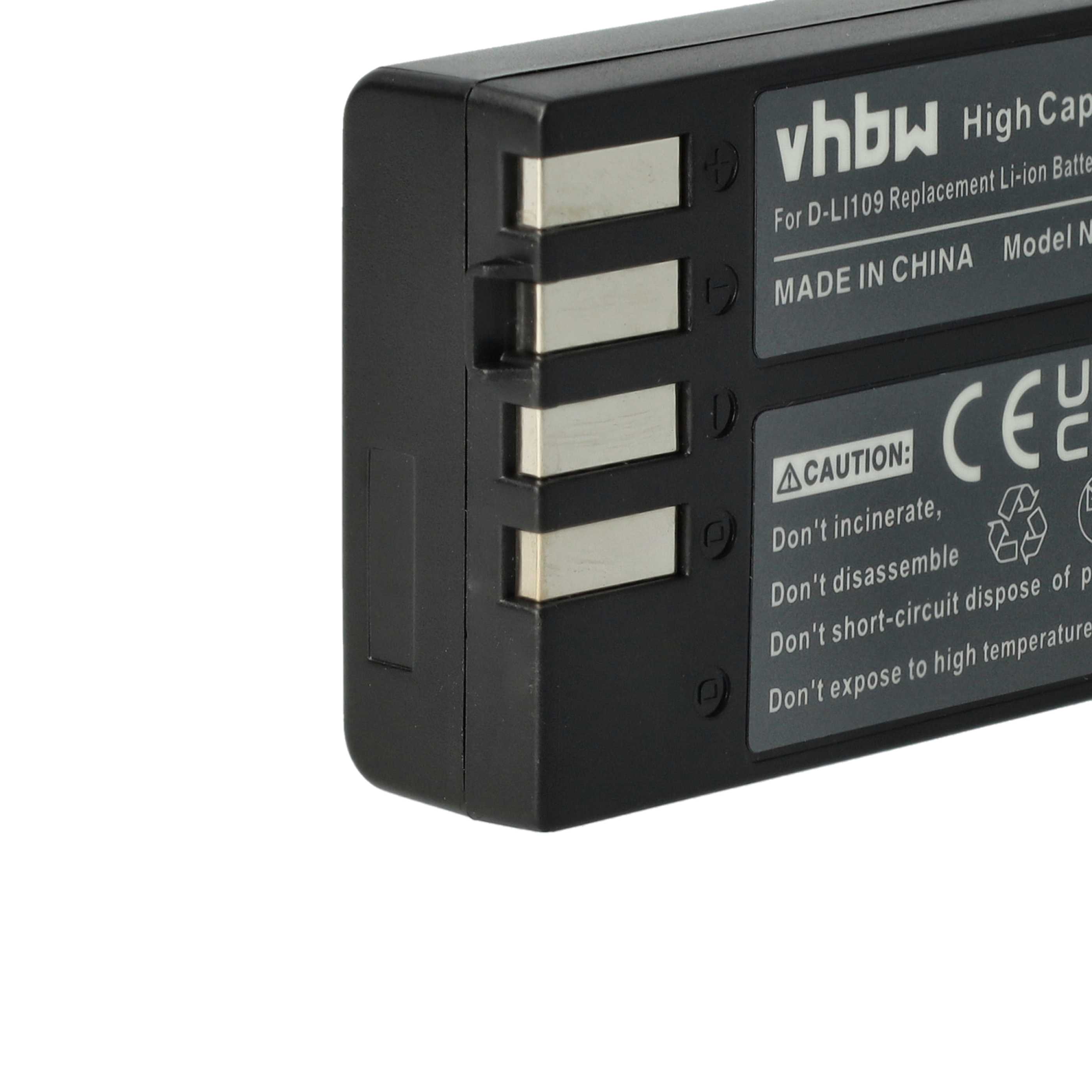 2x Battery replaces Pentax D-Li109 - 900mAh, 7.2V, Li-Ion