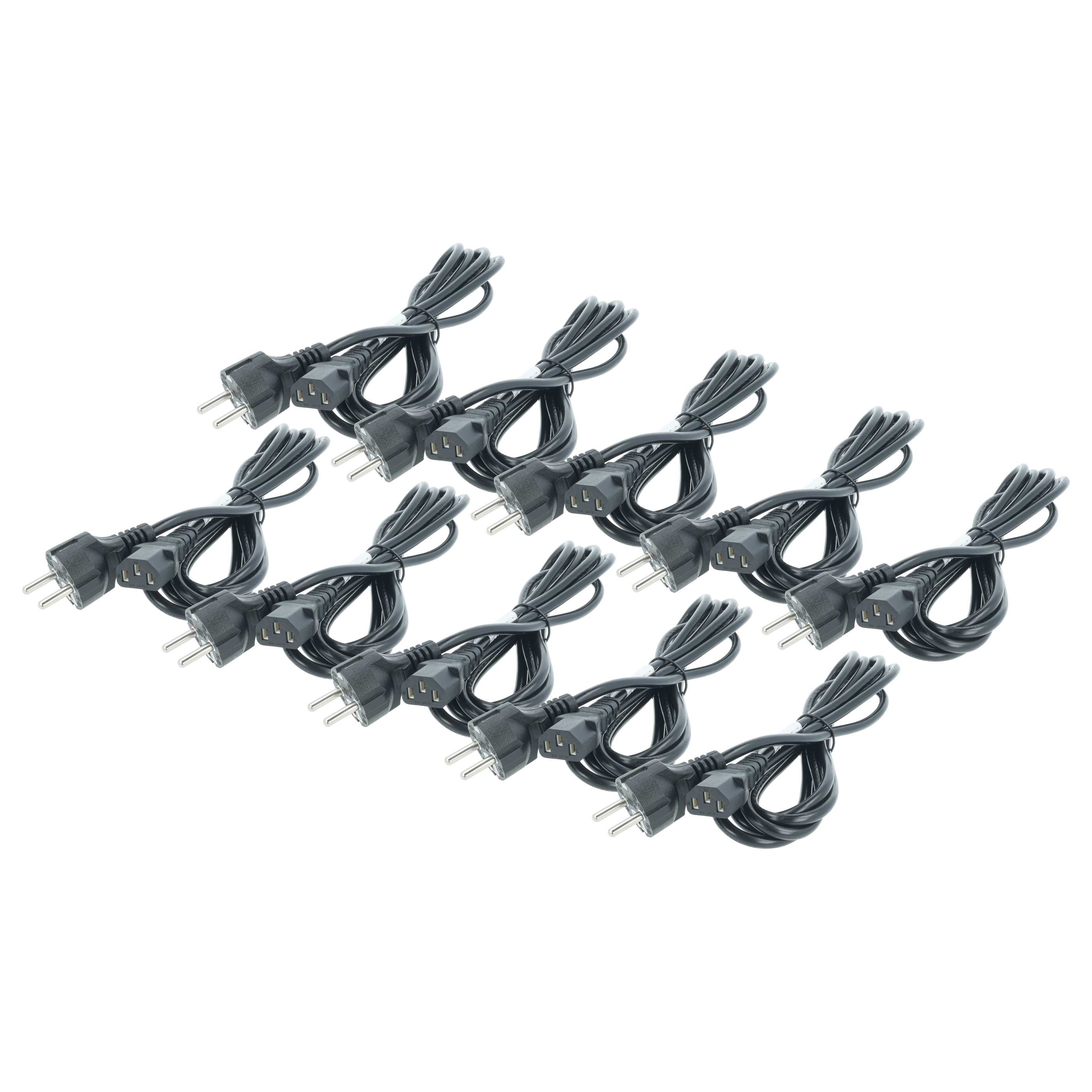 10x C13 Power Cable Euro Plug suitable for Devices e.g. PC Monitor Computer - 3 m