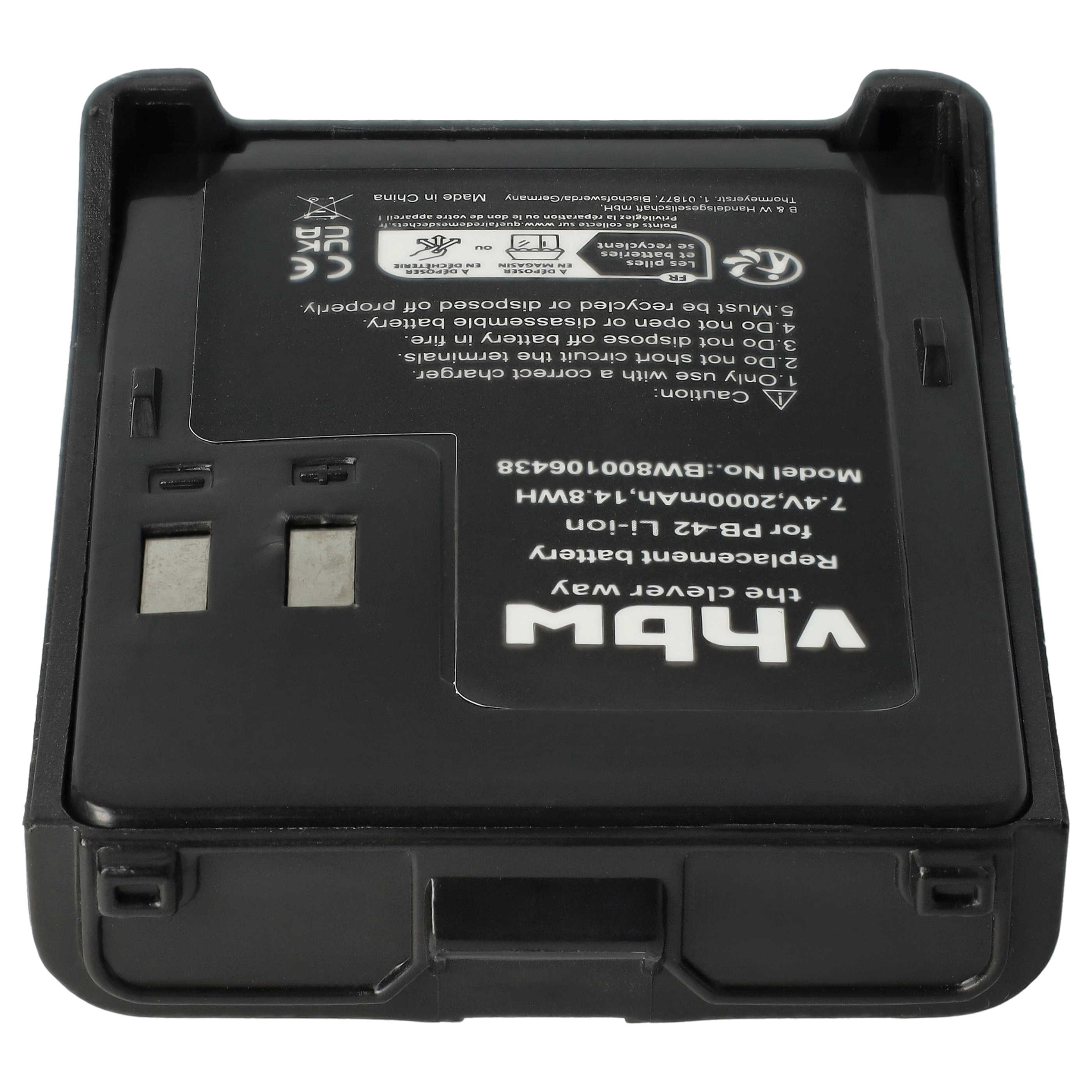 2x Batteria sostituisce Kenwood PB-42Li, PB-42L, PB-42 per dispositivo radio - 2000mAh 7,4V Li-Ion