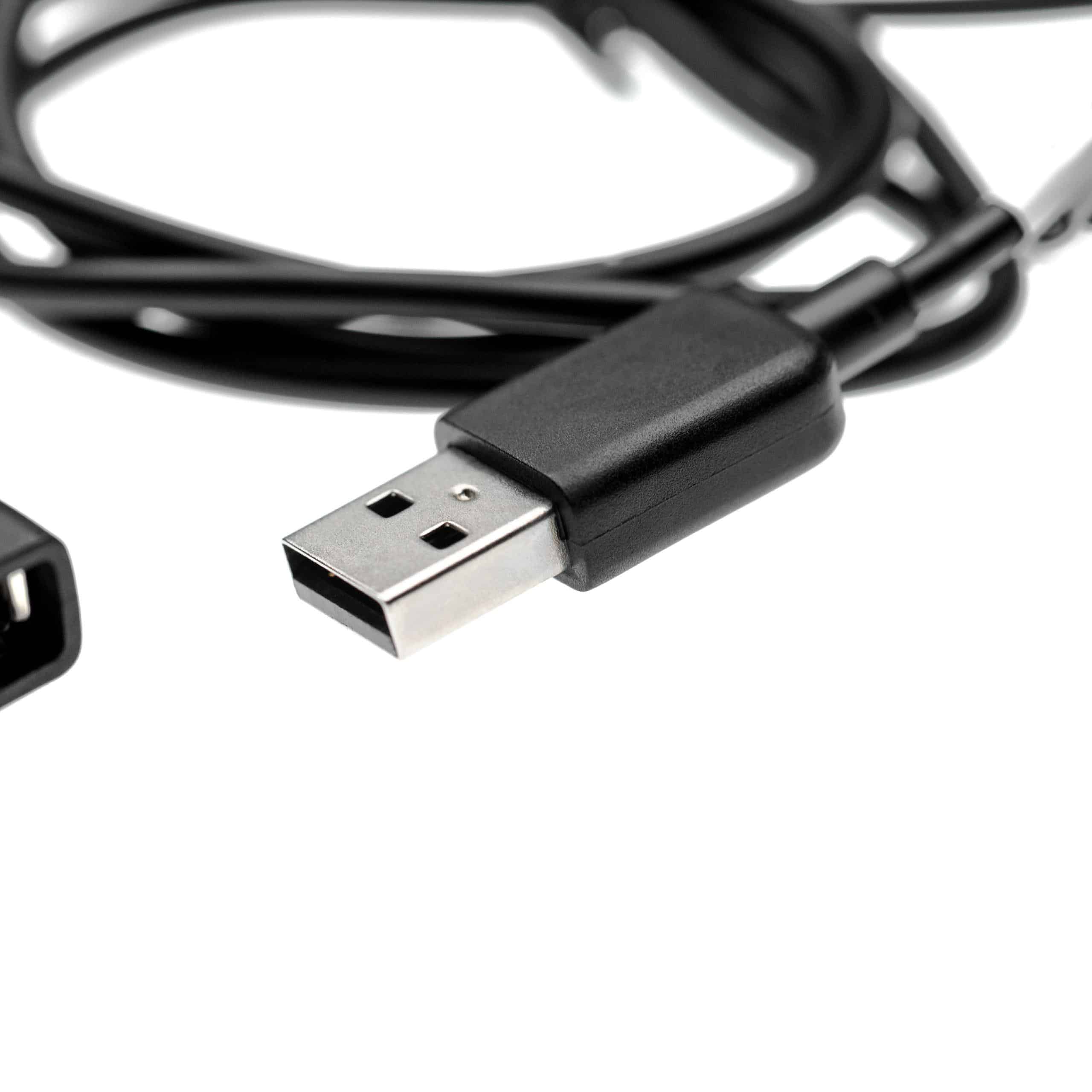 vhbw Cable alargador USB smartwatch, seguidor actividad, reloj deportivo - cable USB negro, 100 cm