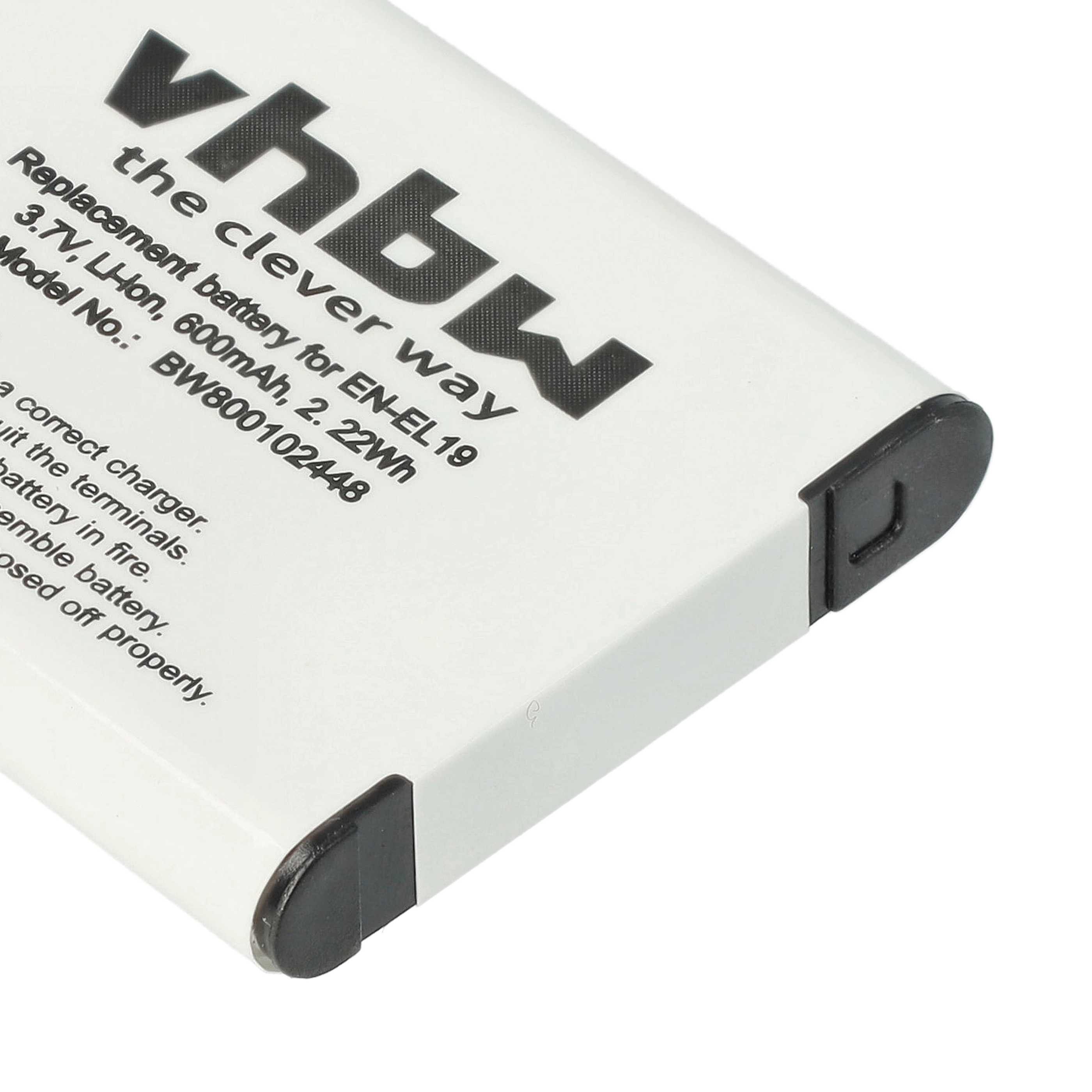 3x Battery replaces Nikon EN-EL19 - 600mAh, 3.7V, Li-Ion