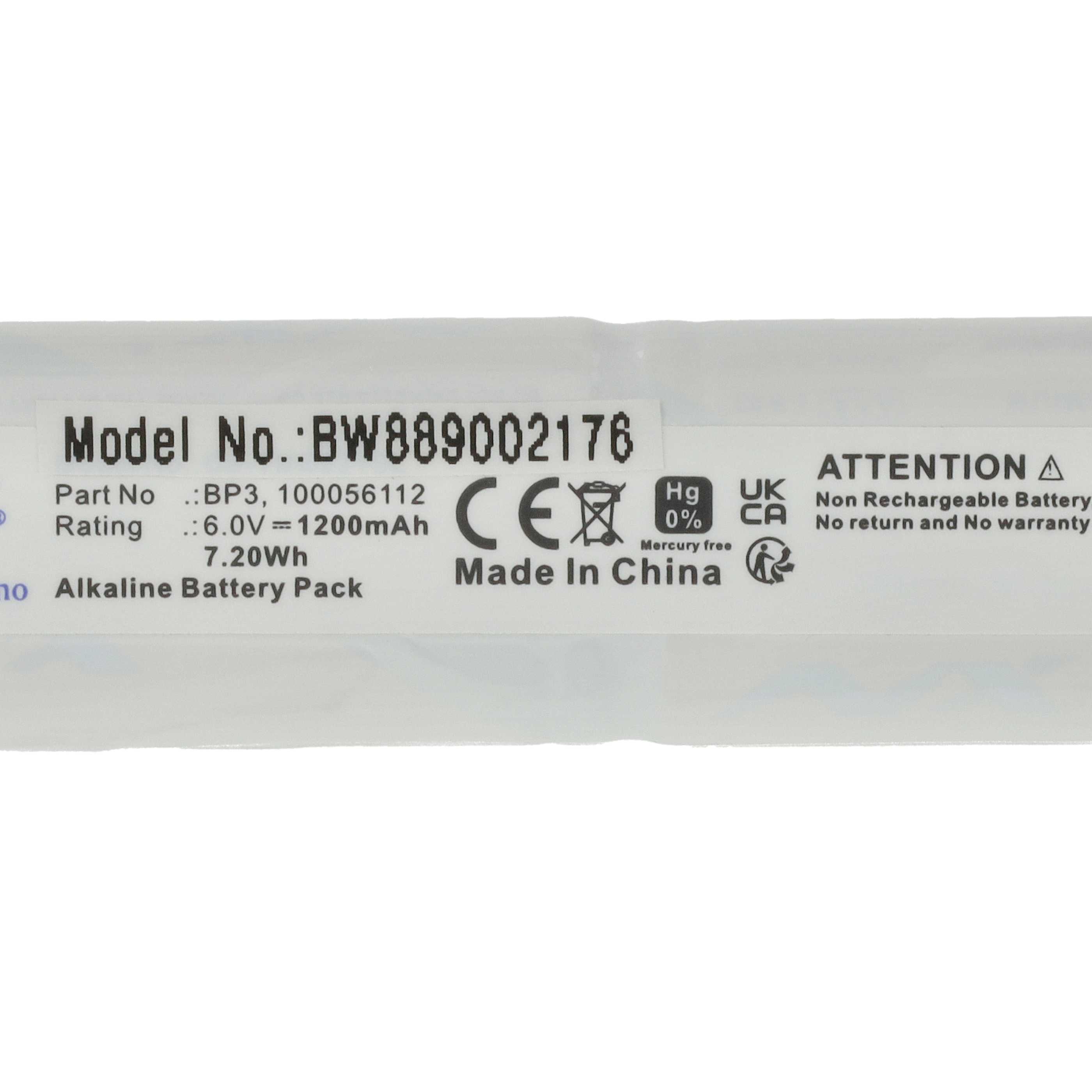 Batería reemplaza Telenot BP3, 100056112 para instalación alarma (1200 mAh, 6 V, alcalina)