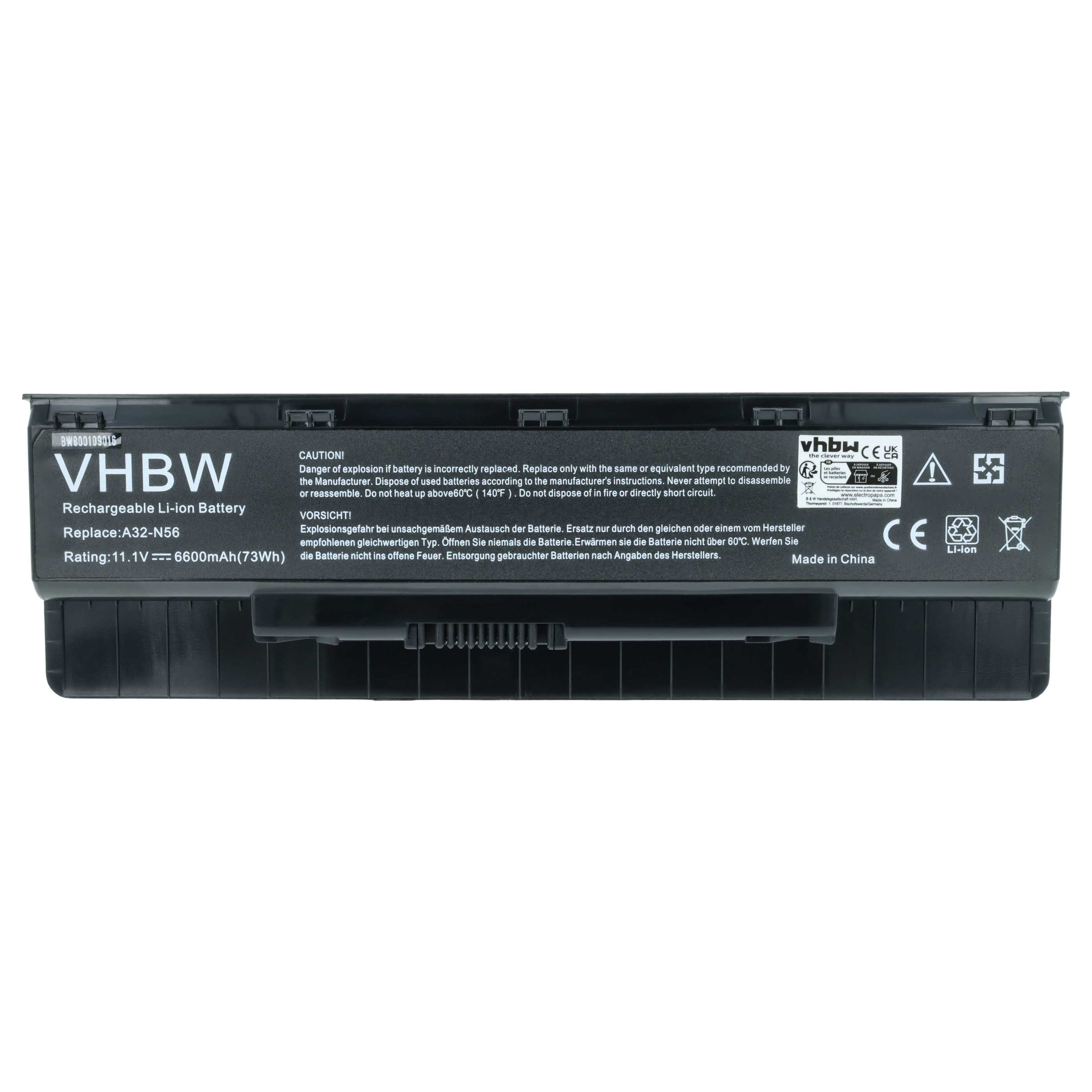 Akumulator do laptopa zamiennik Asus A32-N56, A31-N56, A33-N56 - 6600 mAh 10,8 V Li-Ion, czarny