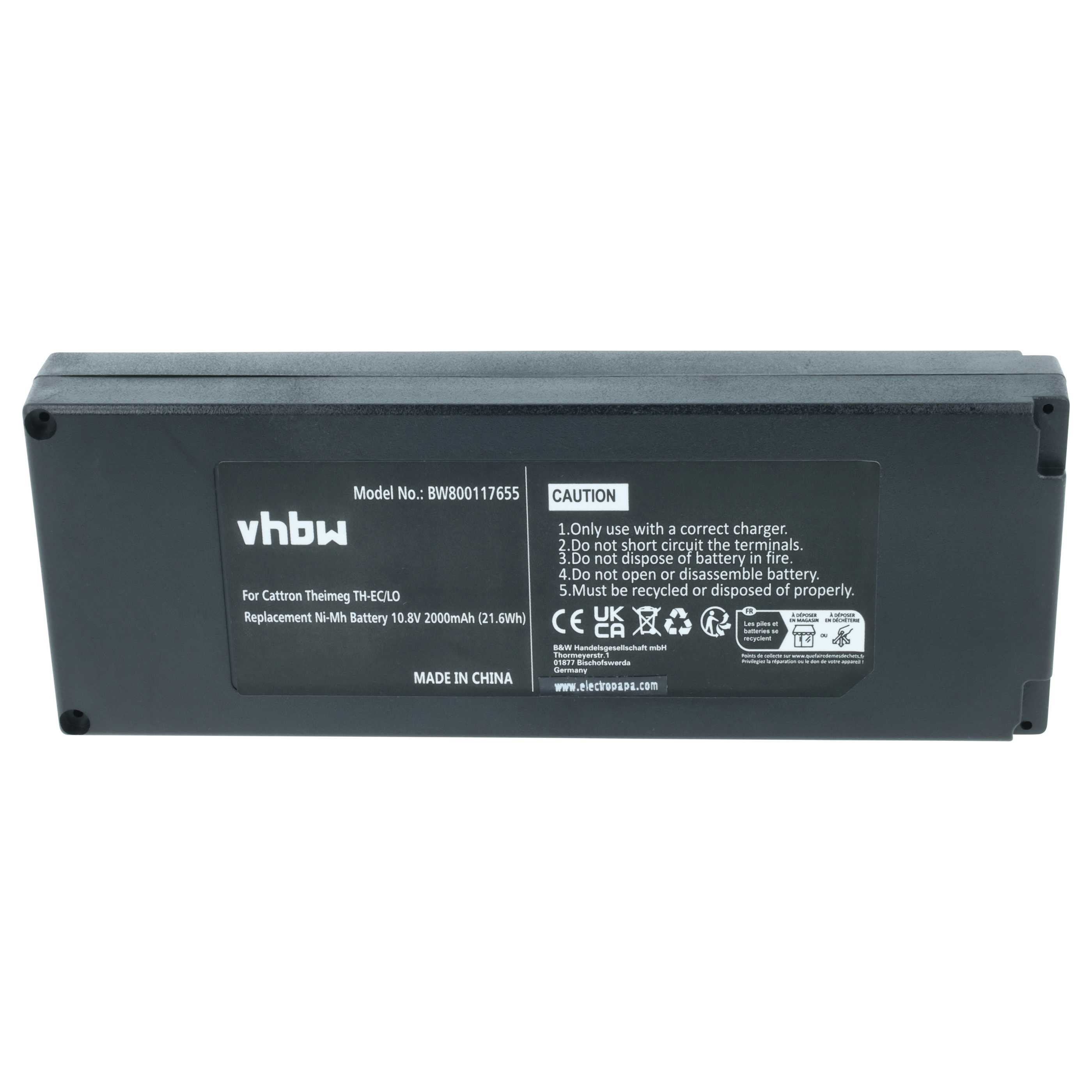 Remote Control Battery replaces Cattron Theimeg BT081-00053, B5018-00061 - 2000 mAh 10.8 V NiMH