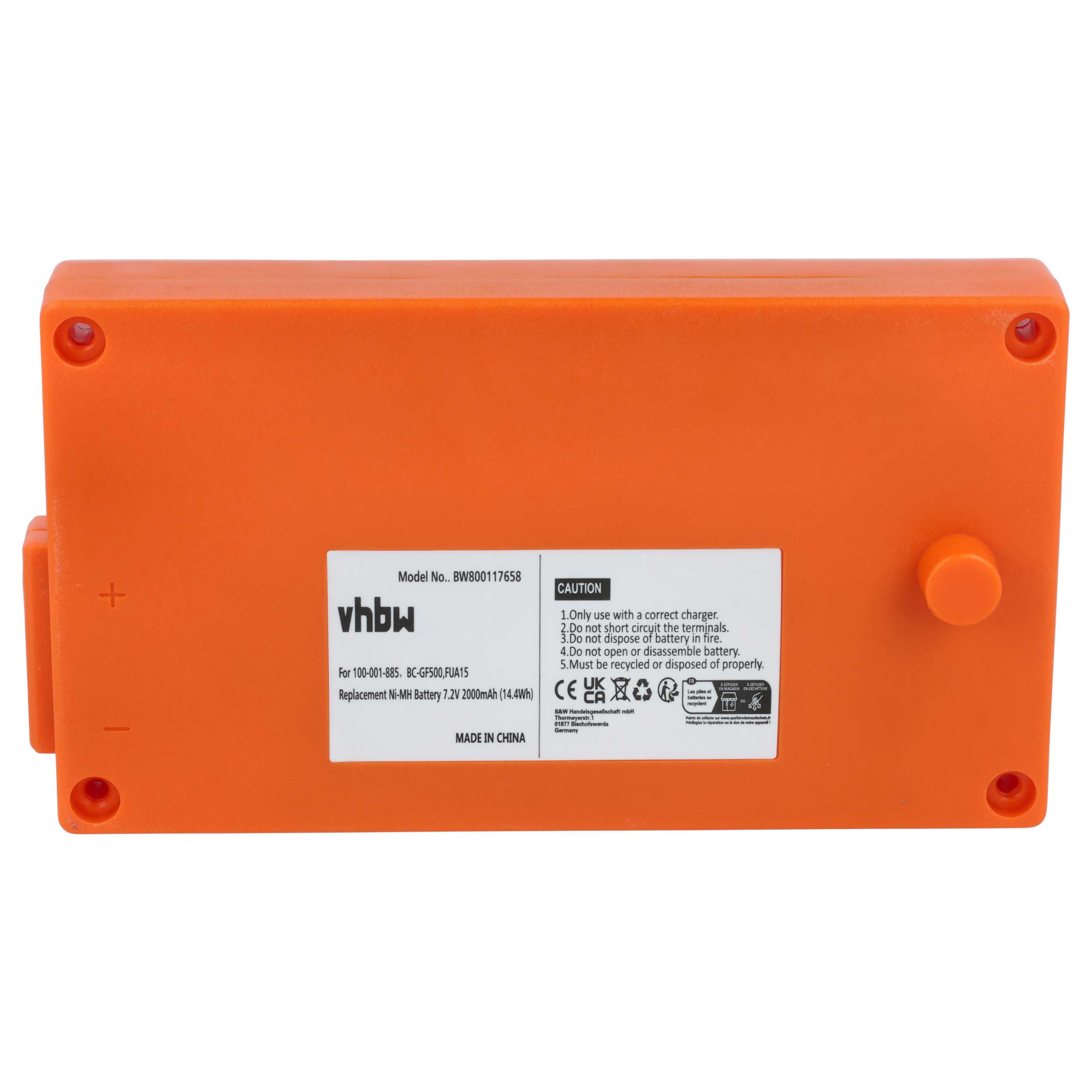 Batterie remplace Gross Funk FUA50, BC-GF500, 100-001-885, FUA15 - 2000mAh 7,2V NiMH