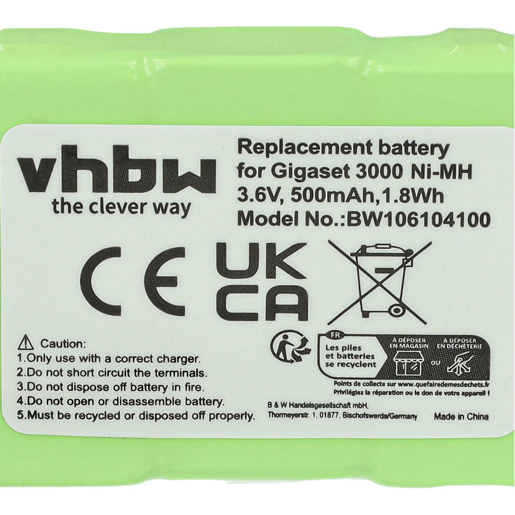5x Batteries remplace Siemens T347, T325, NS3109, GPF6M3BMX, 3QNF3550 pour téléphone BTI - 500mAh 3,6V NiMH