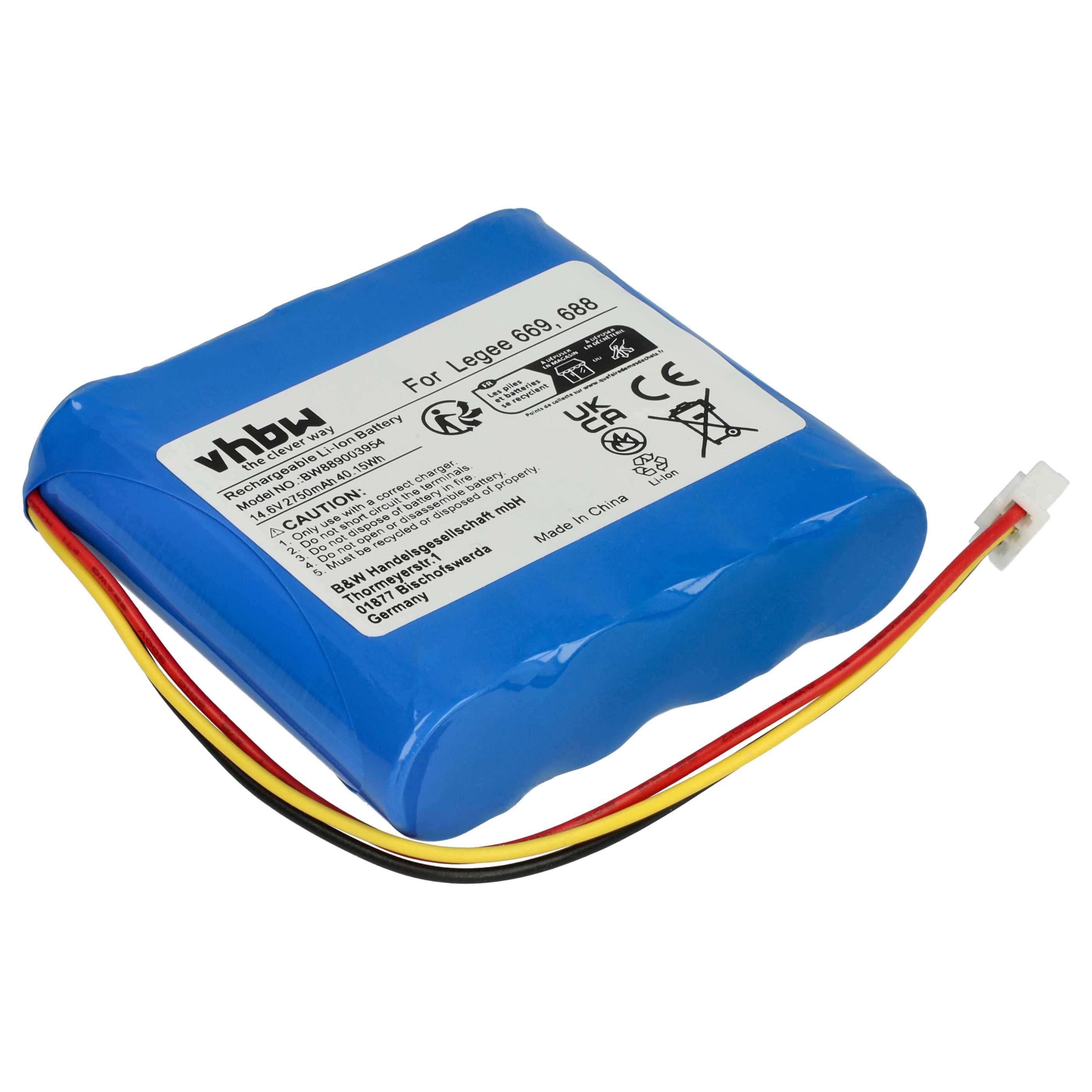 Battery replaces Hobot HB668P108 for Hobot 2750mAh, 14.6V, Li-Ion