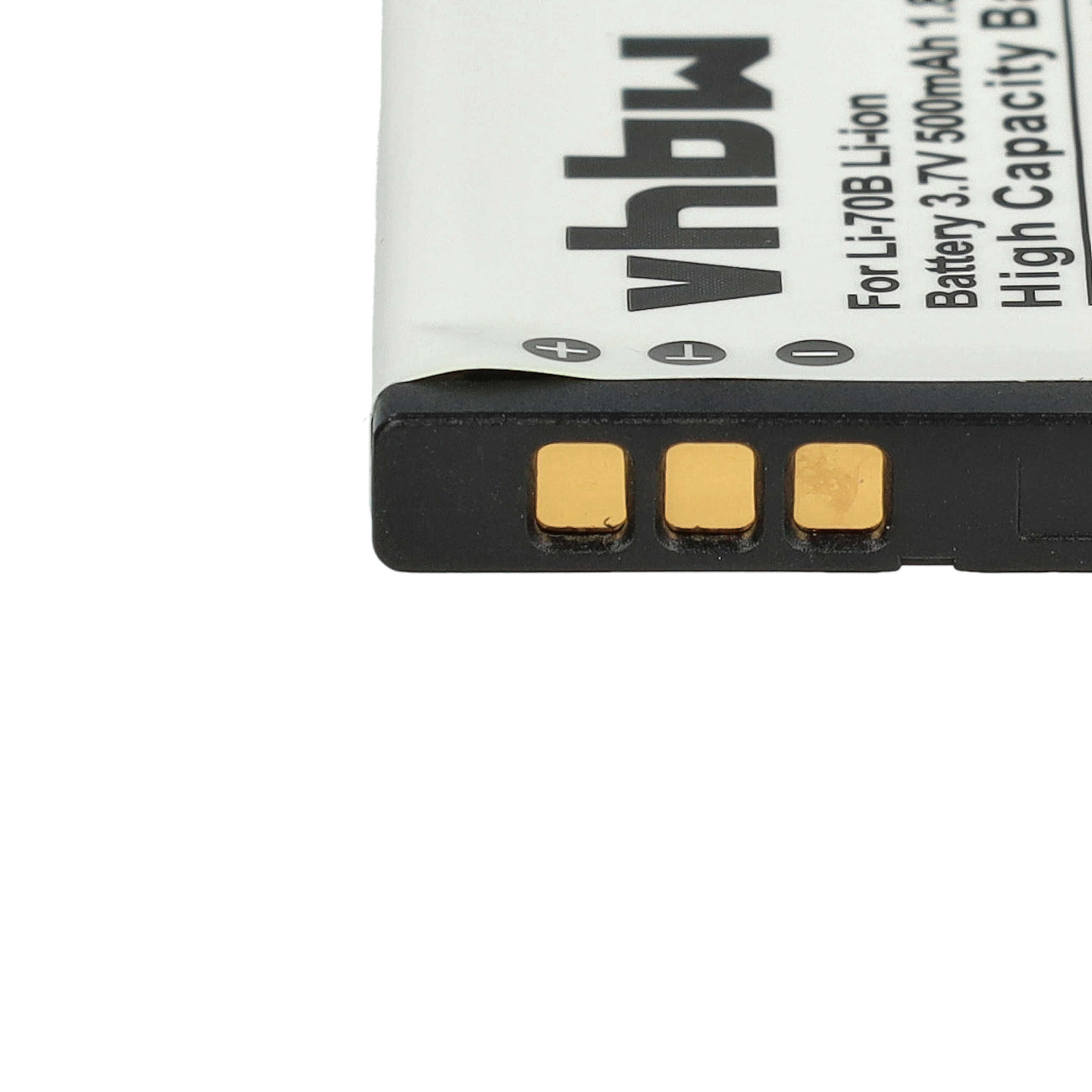 3x Battery replaces Olympus Li-70B - 500mAh, 3.7V, Li-Ion