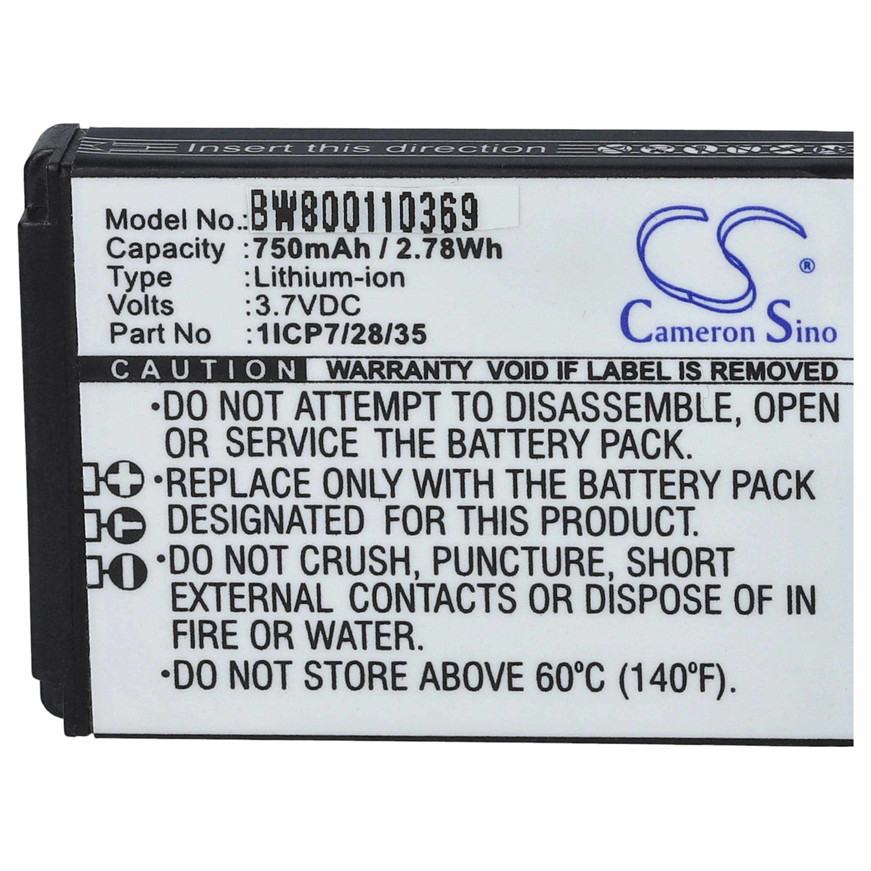 Akumulator do słuchawek bezprzewodowych zamiennik Parrot 1ICP7/28/35, PF56100, MH46671 - 750 mAh 3,7 V Li-Ion