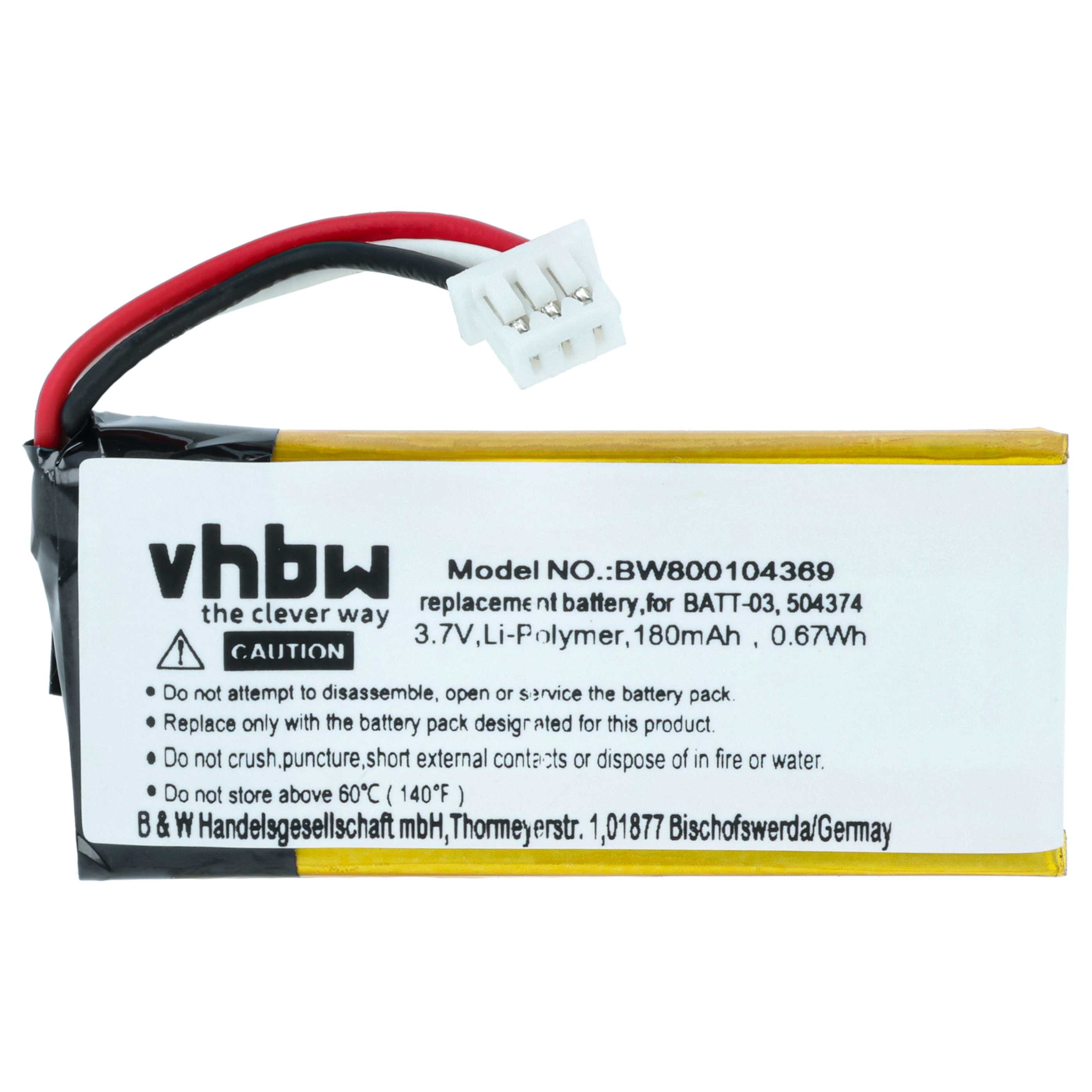 Wireless Headset Battery Replacement for Sennheiser 504374, BATT-03 - 180 mAh 3.7 V Li-Ion