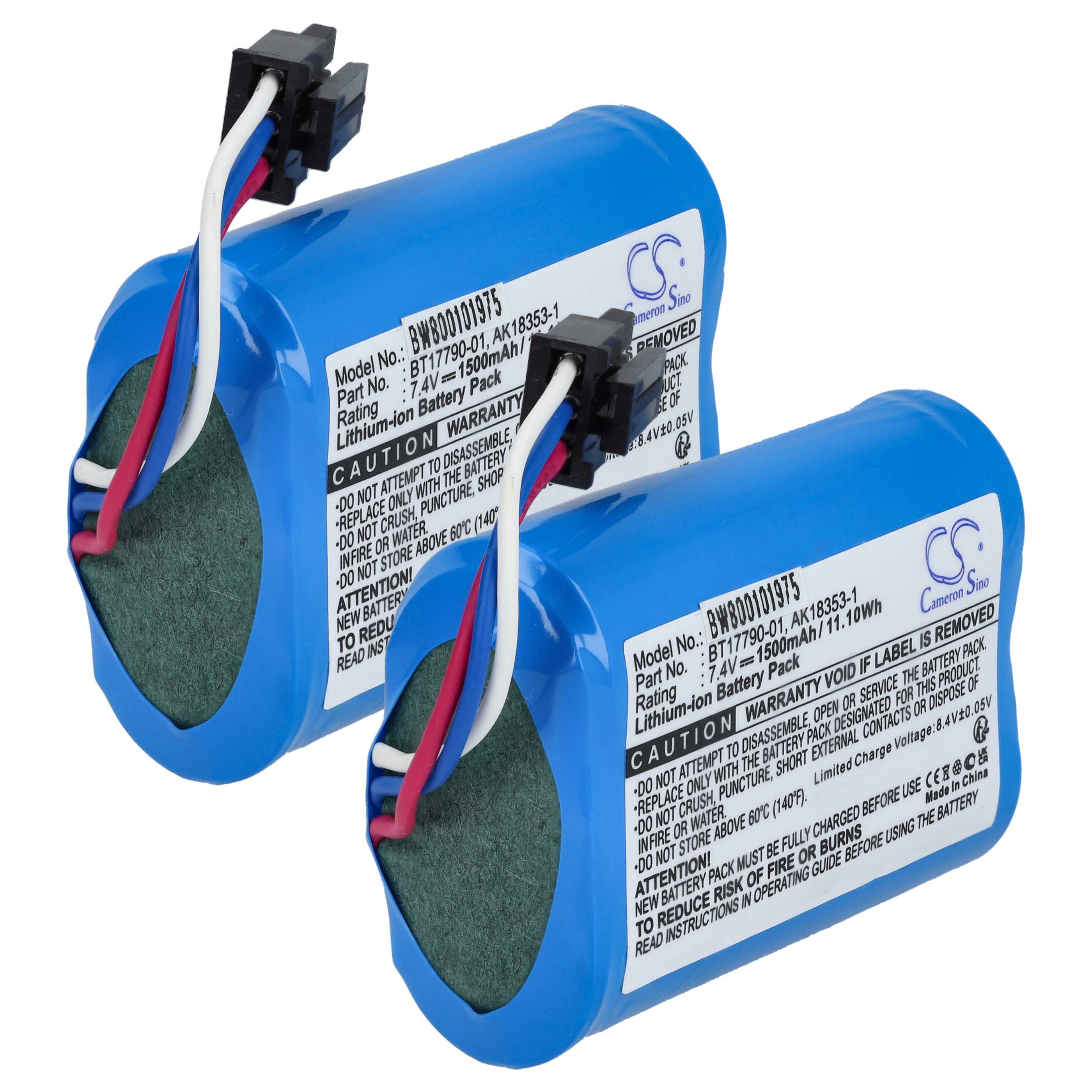 Drucker-Akku (2 Stück) als Ersatz für Zebra BT17790-1, BT17790-2, AK18353-1 - 1500mAh 7,4V Li-Ion