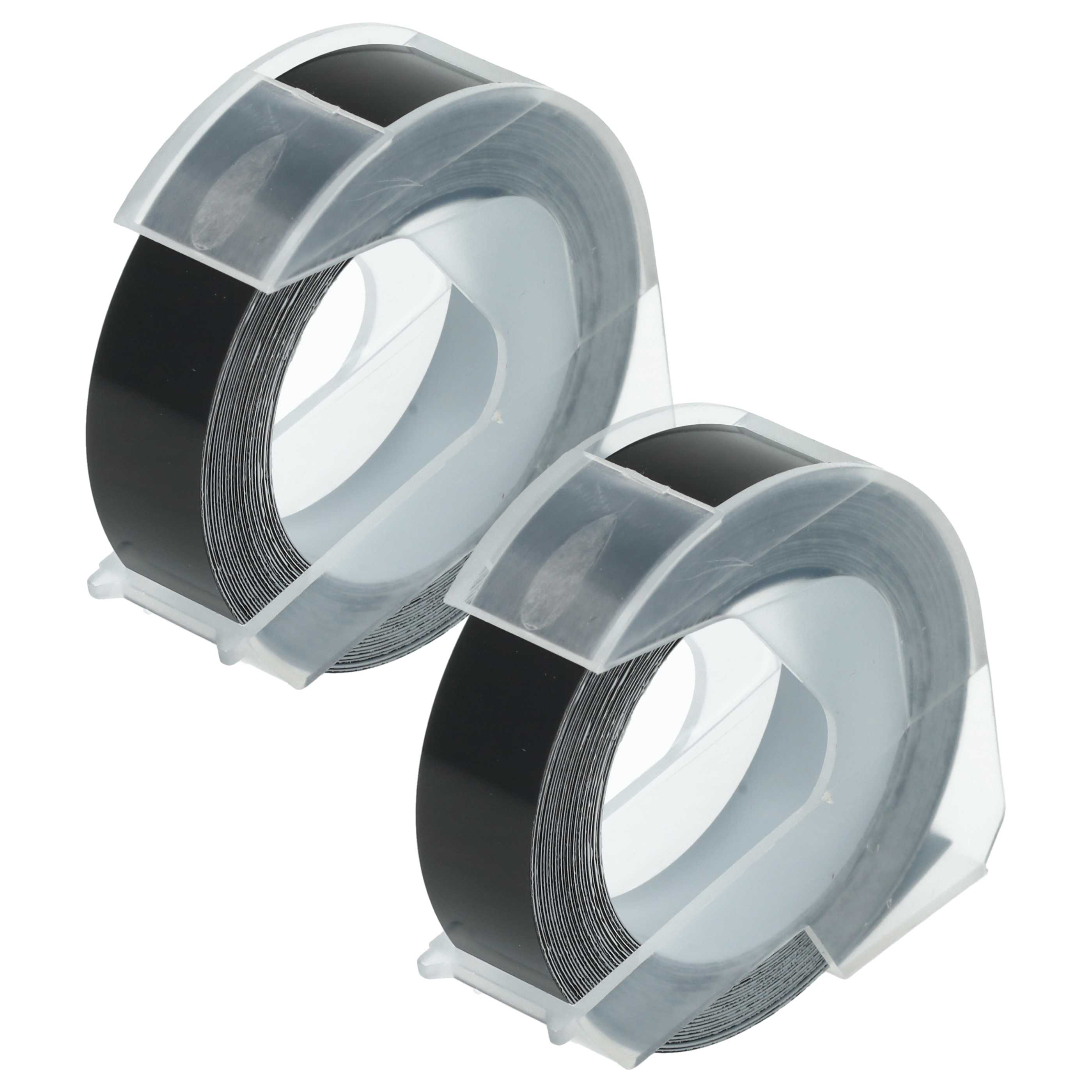 2x 3D Embossing Label Tape replaces Dymo 0898132 - 12 mm White to Black