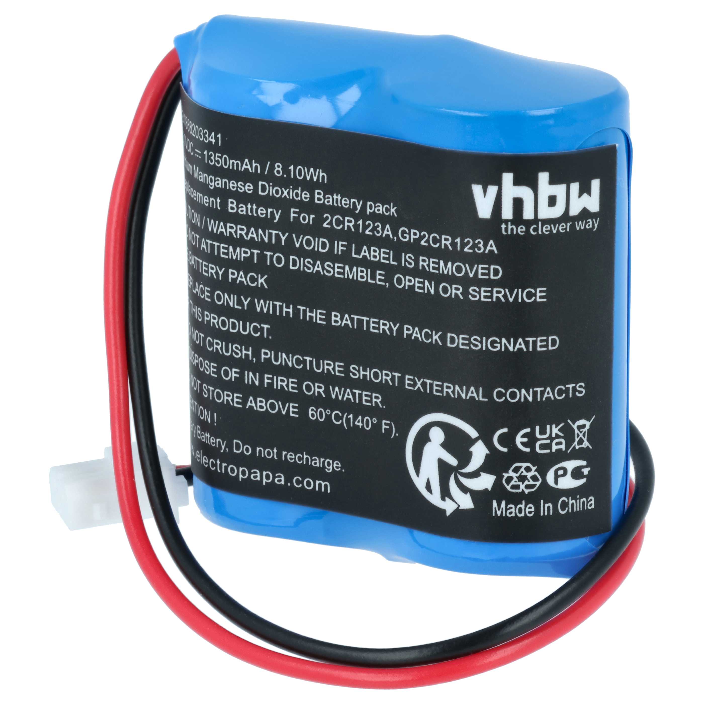 Batería reemplaza Visonic 103-302915, 103-302891 para detector con sensor PIR (1350 mAh, 6 V, Li-MnO2)