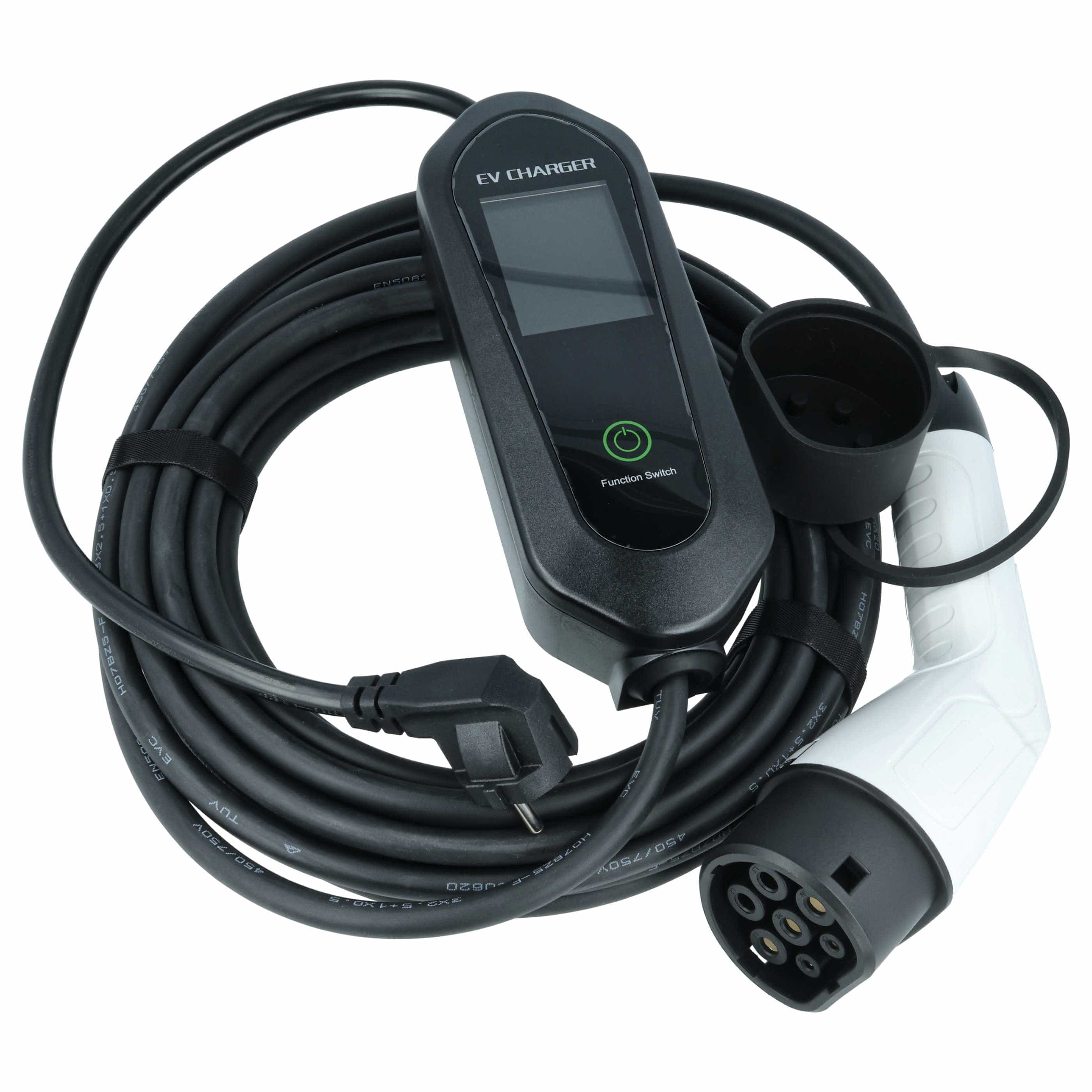 Charging Cable for Fiat Panda Electric Car etc. - Type 2 to Euro Socket Cable, Single-Phase, 16 A, 3.5 kW, 10