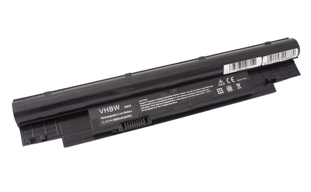 Notebook Battery Replacement for Dell YFOF9, YFDF9, VDYR8, HGJW8, H7WX1, 5MTD8 - 5800mAh 11.1V Li-Ion, black