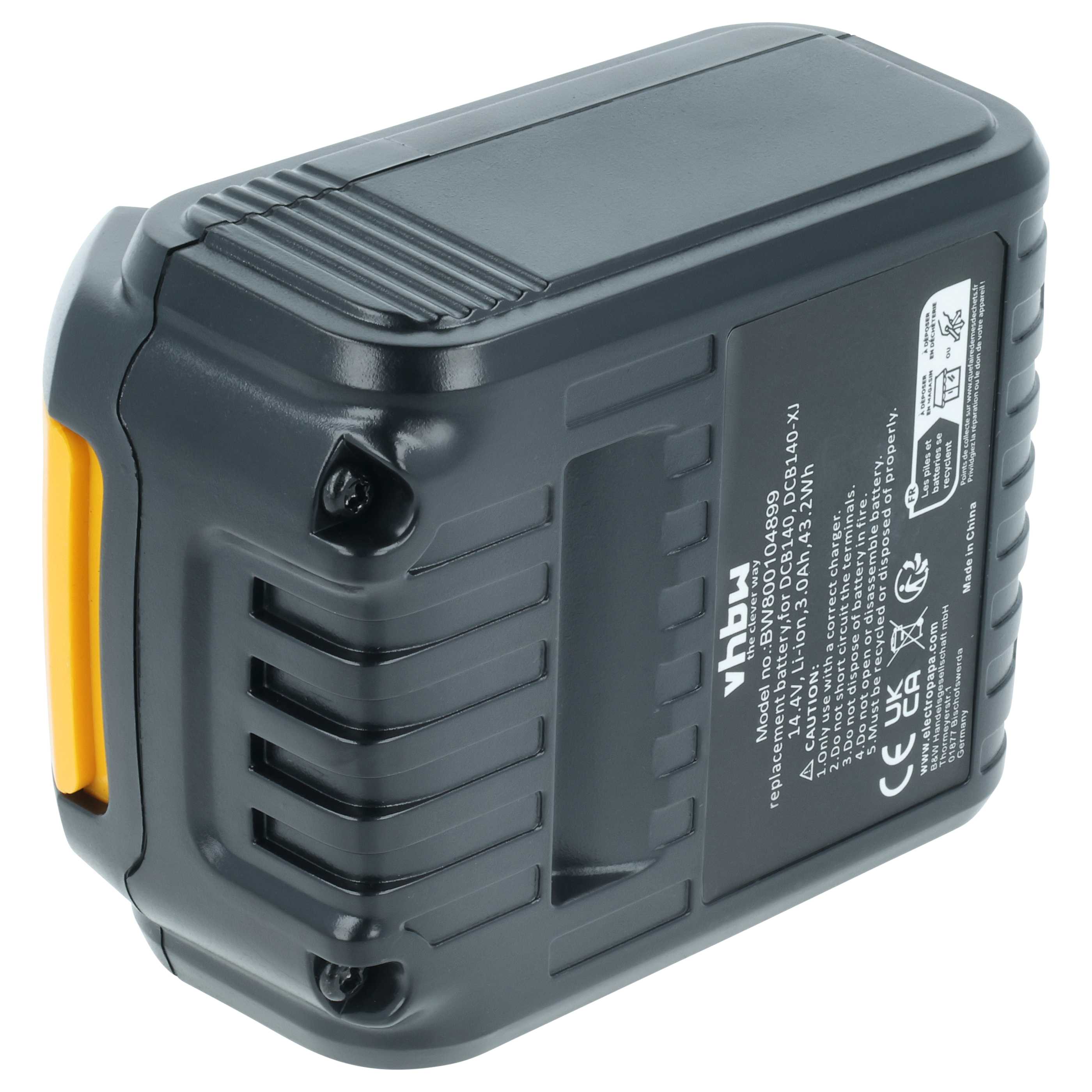 Batteria sostituisce Dewalt DCB142, DCB141, DCB140-XJ, DCB140, DCB-141-XJ per attrezzo - 3Ah 14,4V Li-Ion