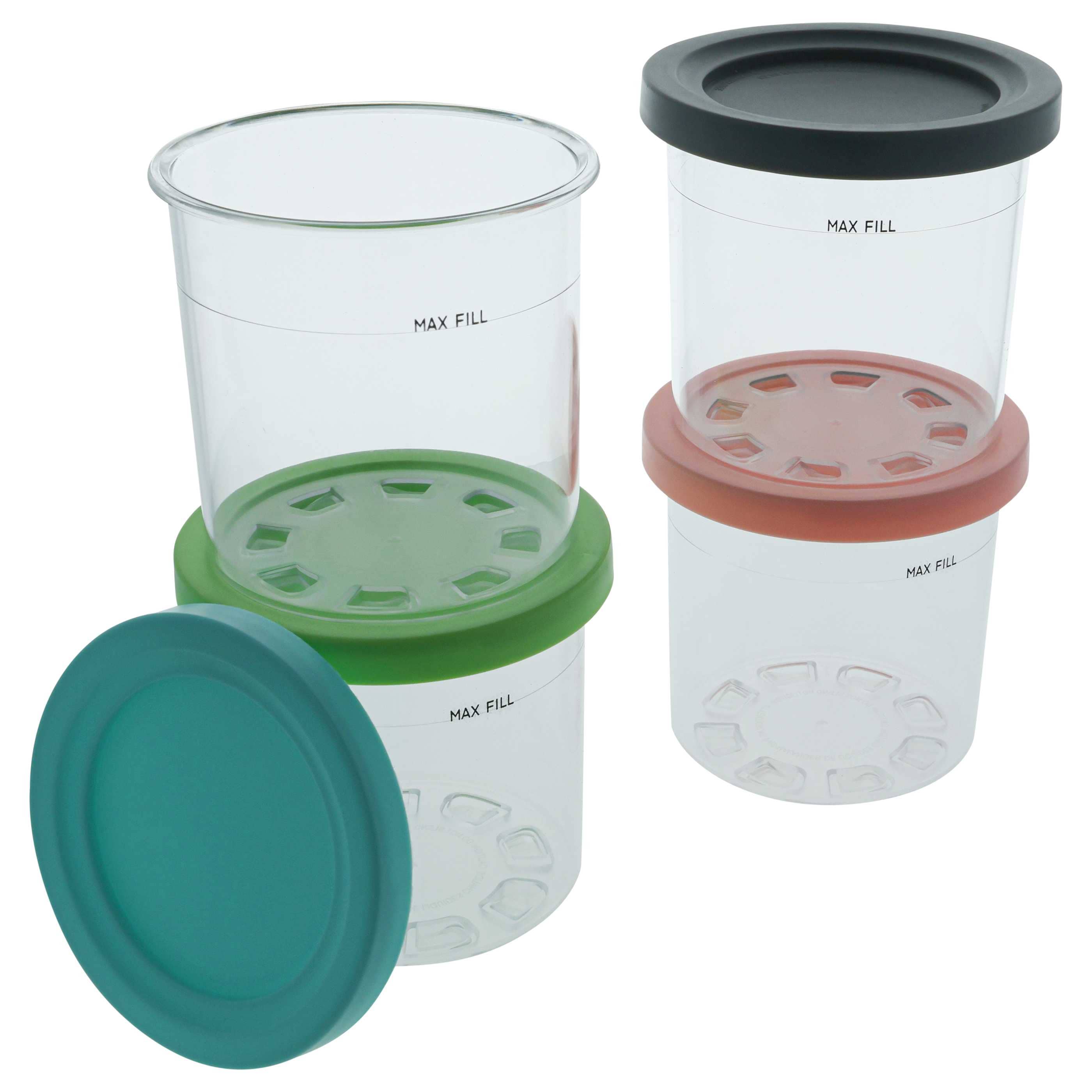4x 473 ml Container suitable for Ninja CREAMI NC299AMZ, NC299EU, NC300, NC300EU Ice Cream Maker - BPA-Free