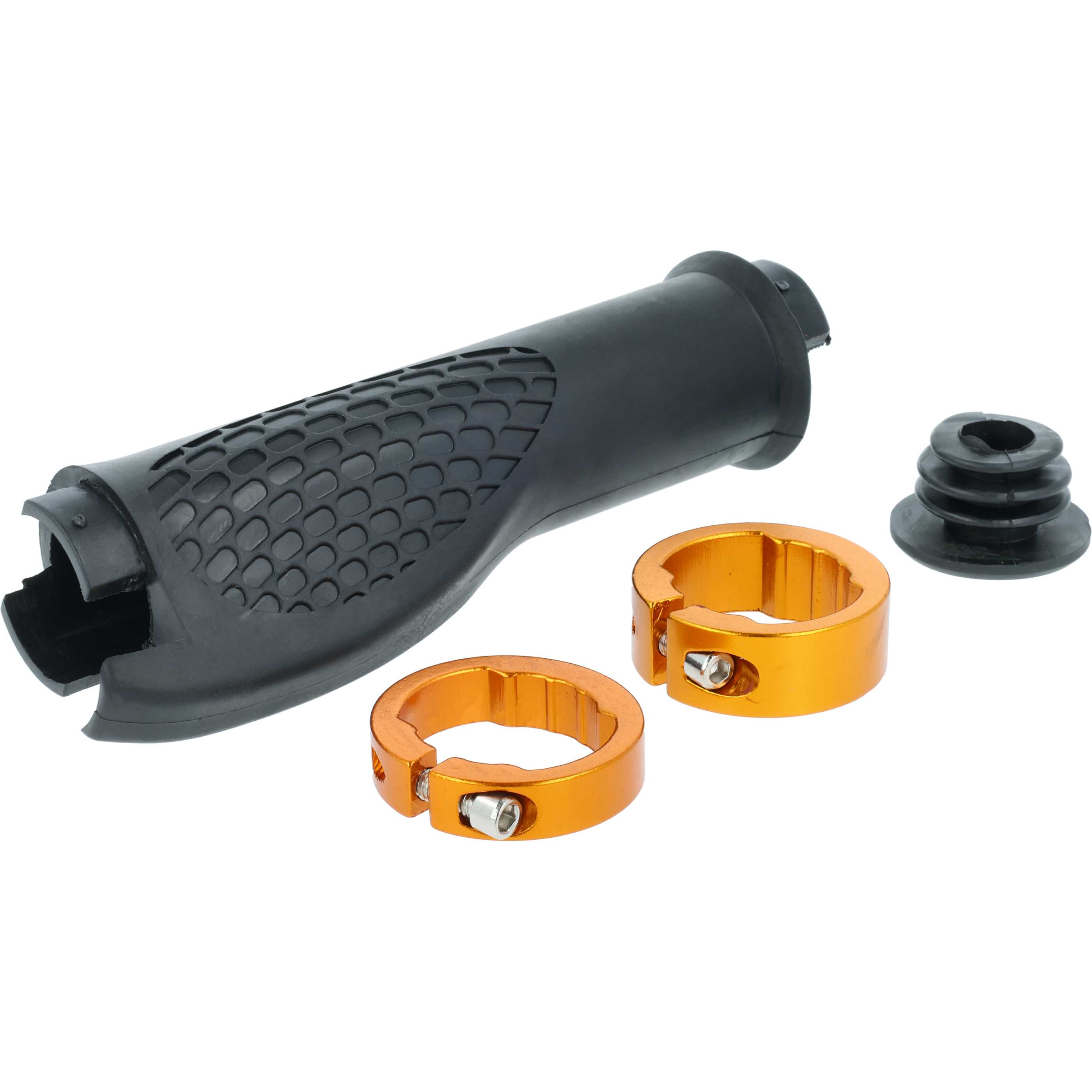 2x Handlebar Grips suitable for Bicycle, Mountain Bike - Hand Grips, Ergonomic, Gold/Black
