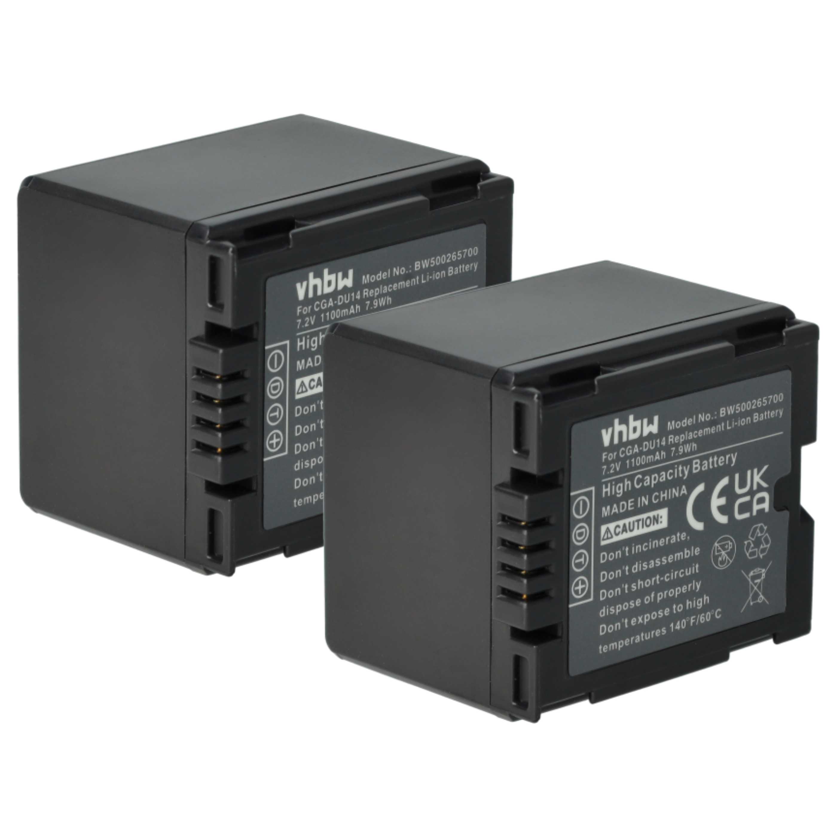 2x Battery replaces Hitachi DZ-BP07s, DZ-BP21, DZ-BP14s - 1100mAh, 7.2V, Li-Ion